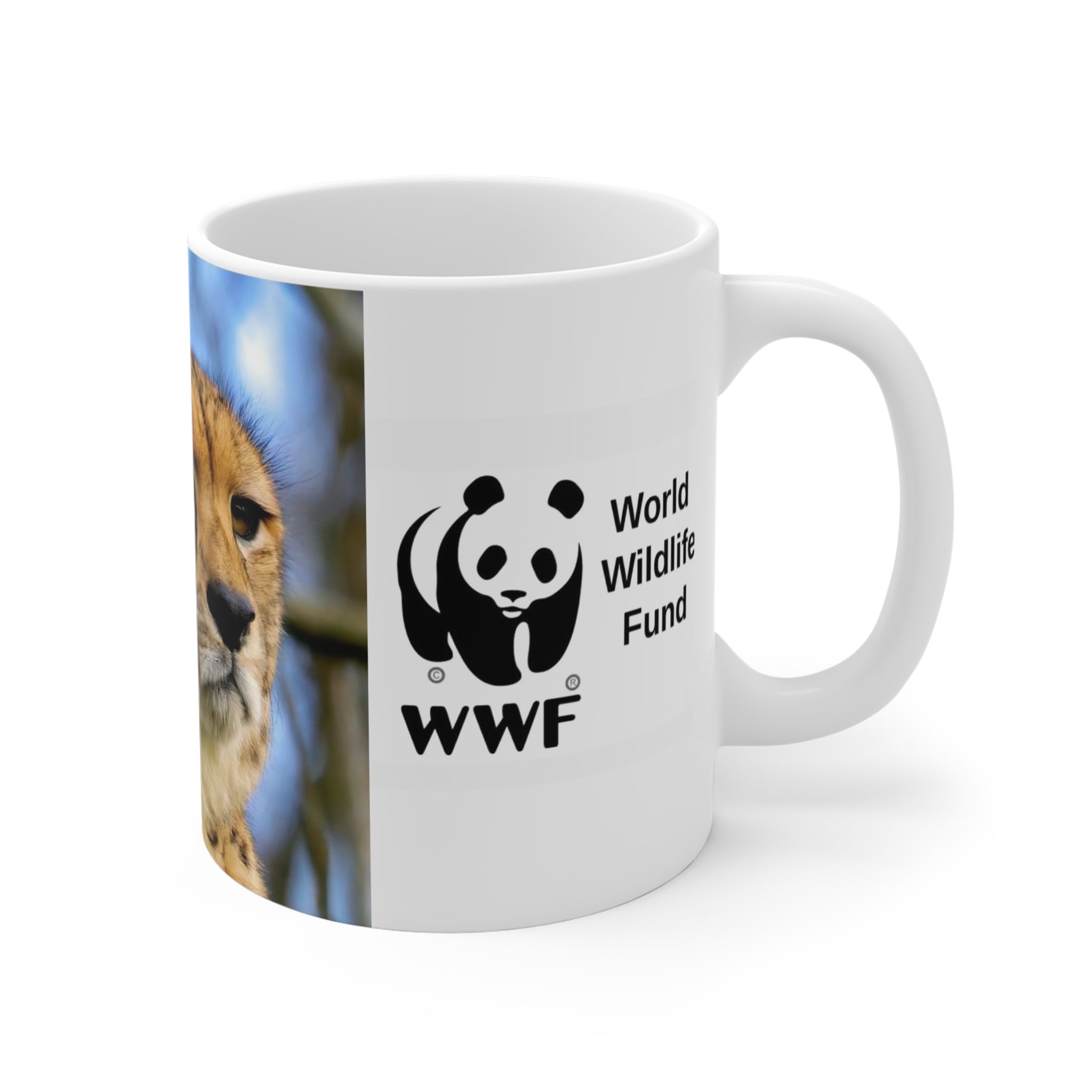 MUG NATURE WWF Cheetah Photo Mug — 11oz Wildlife Conservation Coffee Cup