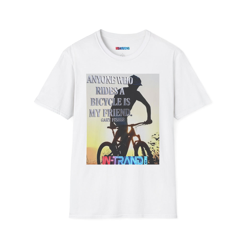💎 Bicycle Silhouette T-Shirt — 'Anyone Who Rides a Bicycle Is My Friend' Cycling Tee 💎