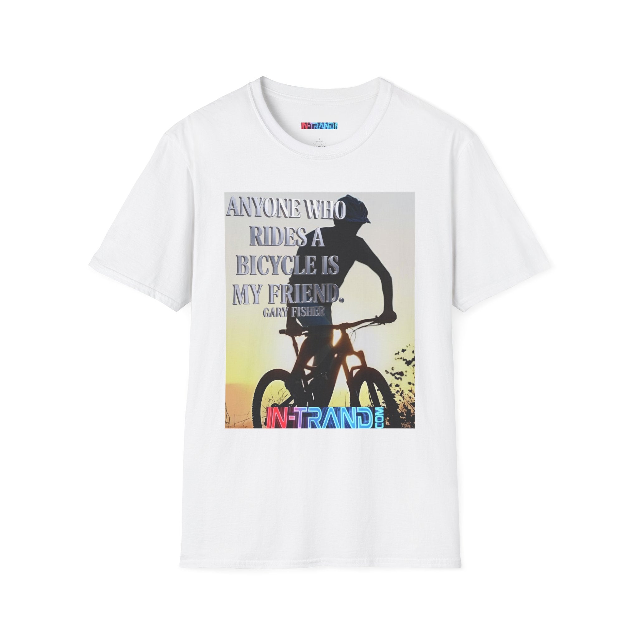 Bicycle Silhouette T-Shirt — "Anyone Who Rides a Bicycle Is My Friend" Cycling Tee