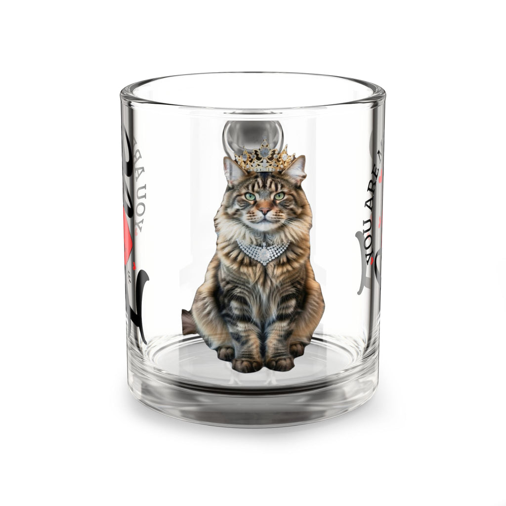 Glass Mug — 'Love You Are My' Cat Crown Design, 10oz Clear Coffee Cup