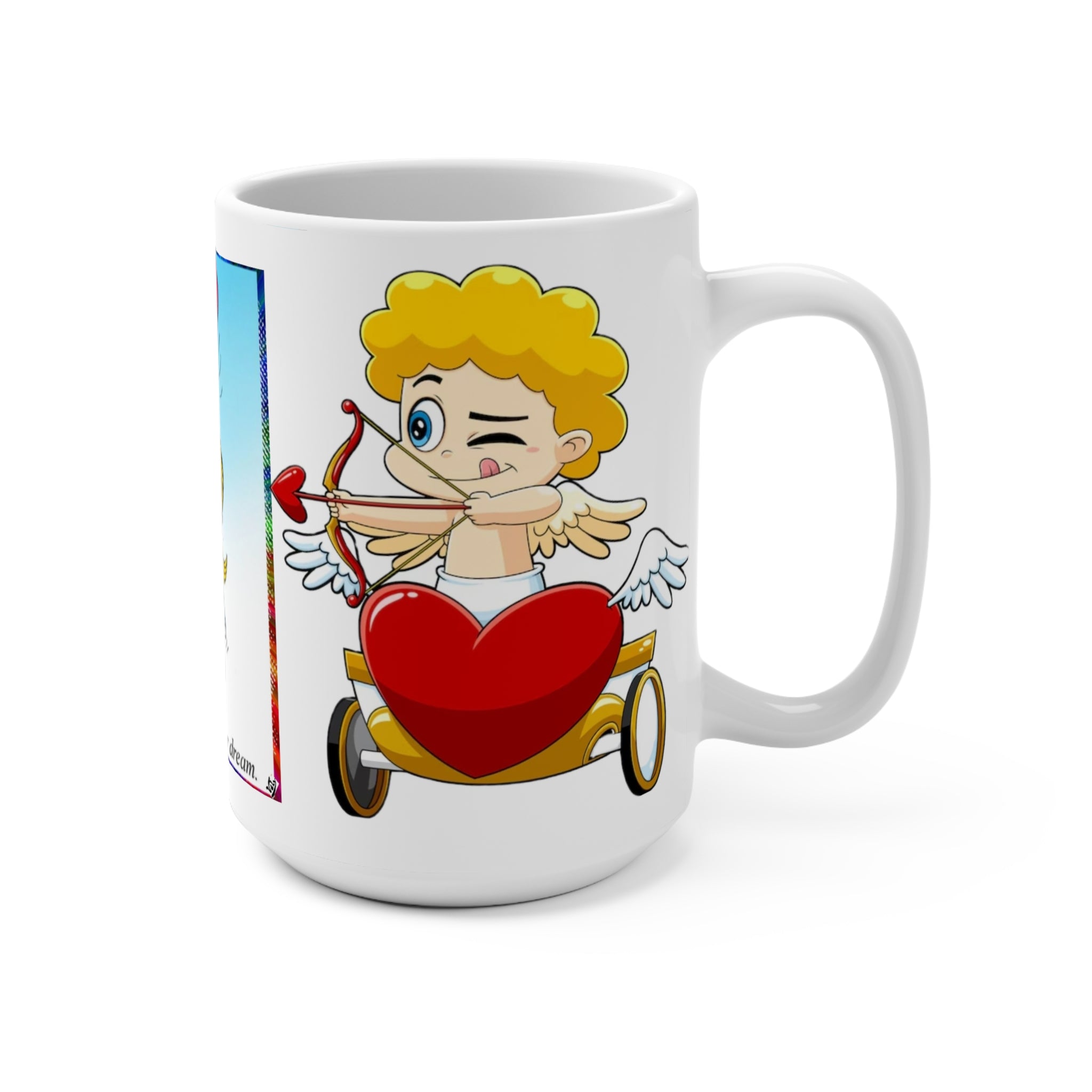Love Is... 15oz Valentine’s Day Mug — Cute Cupid Couple Ceramic Coffee Cup