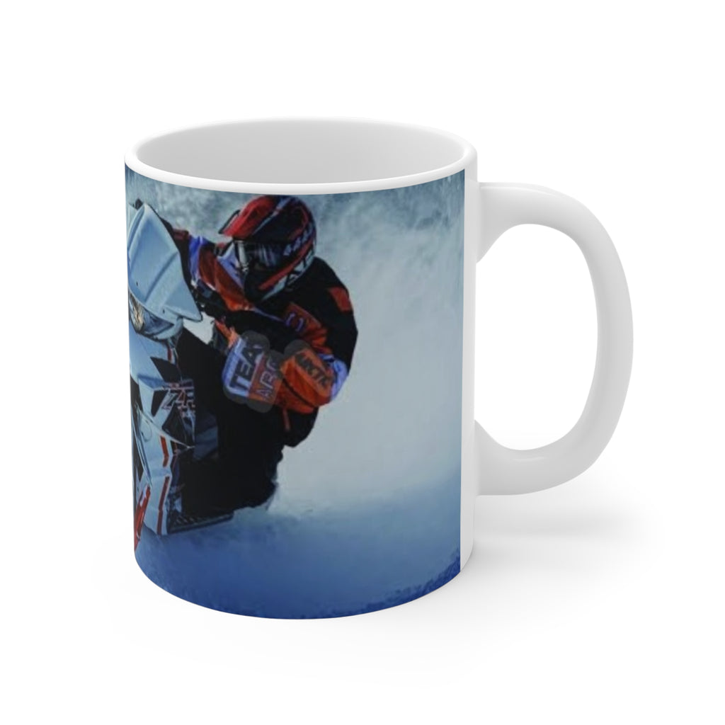 Snowmobile Mug - "To Move Mountains" 11oz Winter Adventure Coffee Cup