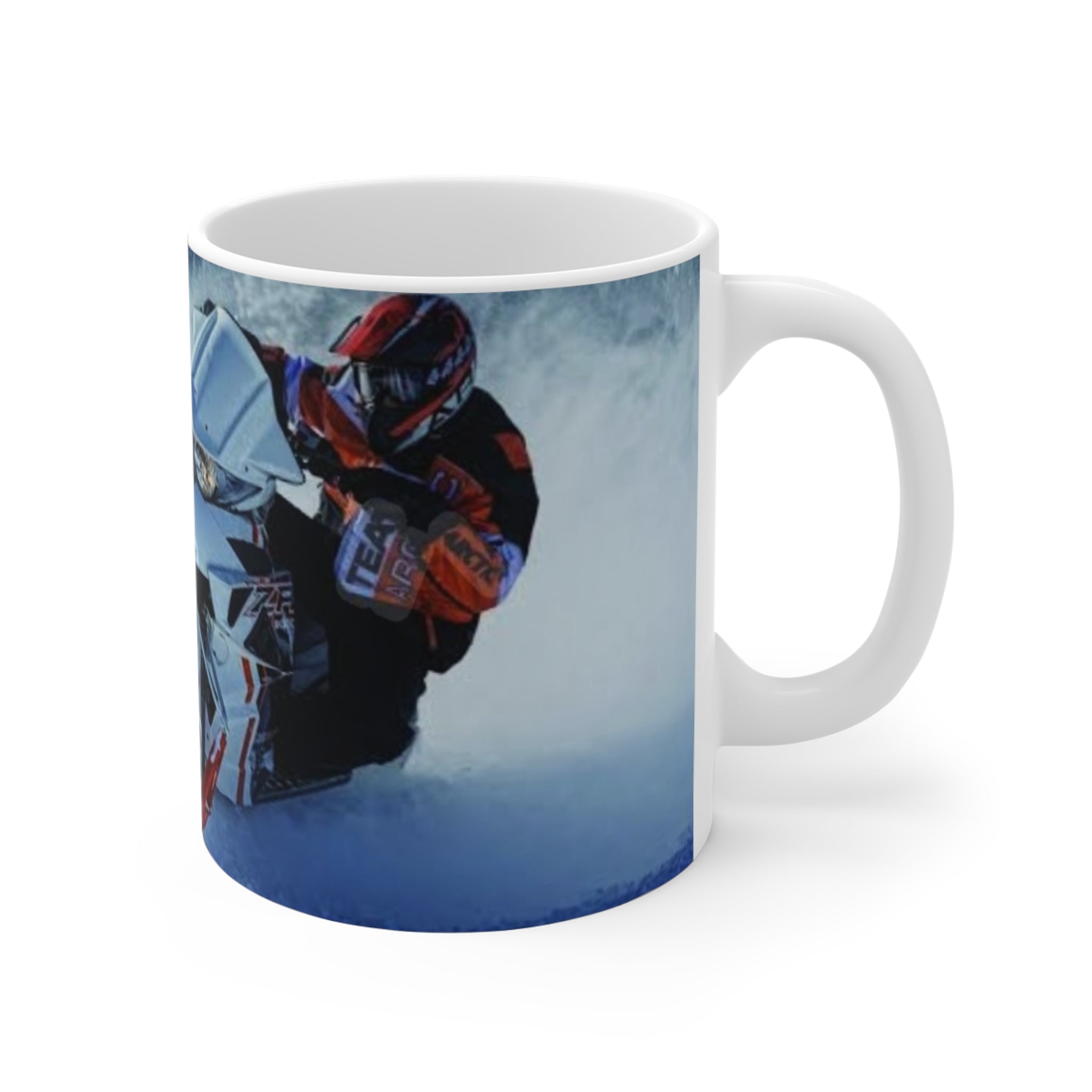 Snowmobile Mug - "To Move Mountains" 11oz Winter Adventure Coffee Cup