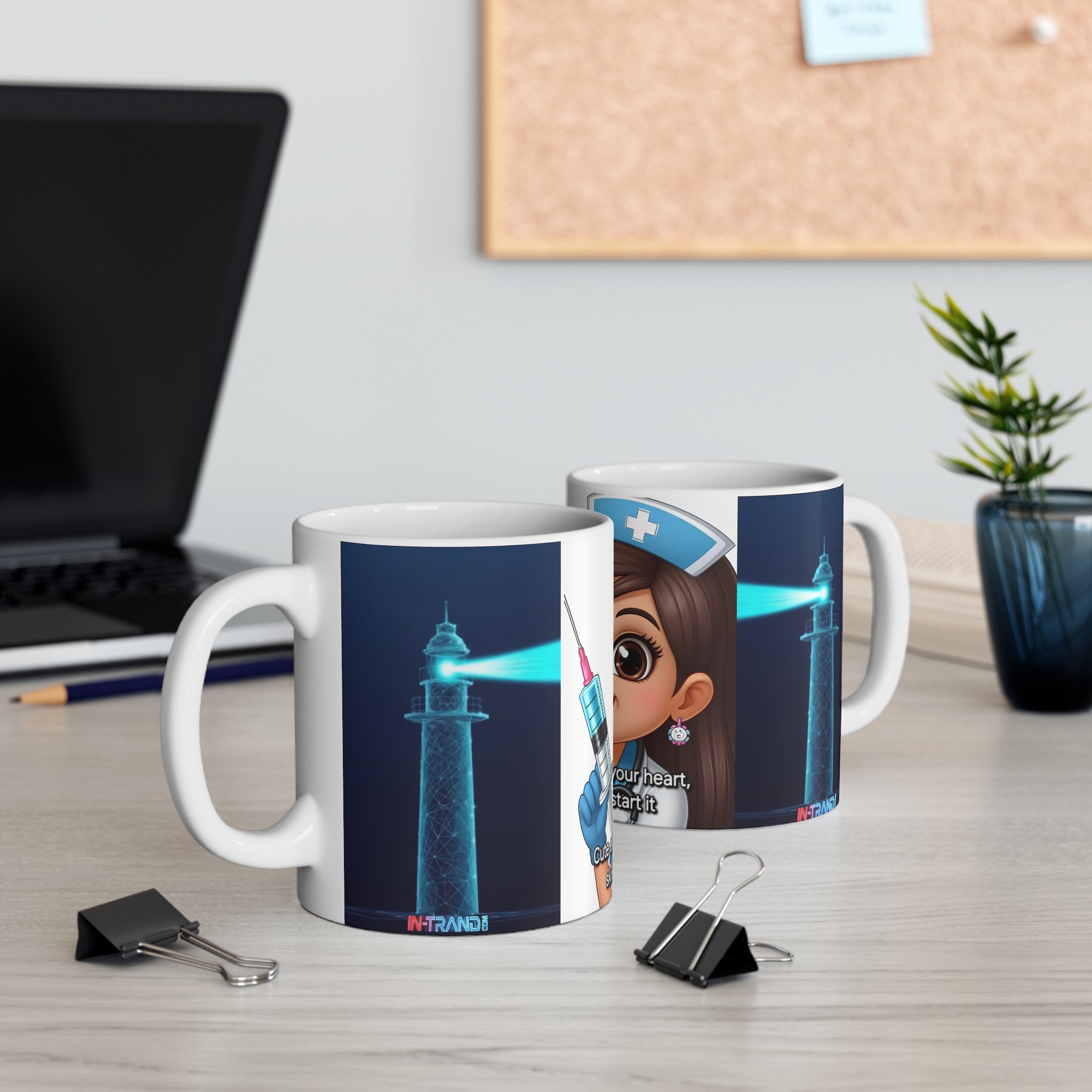 Nurse Mug – “Cute enough to stop your heart, skilled enough to start it” 11oz Coffee Cup