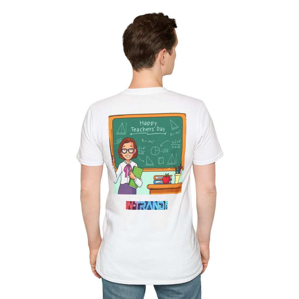 Teachers Day T-Shirt - Happy Teacher Cartoon Chalkboard Design