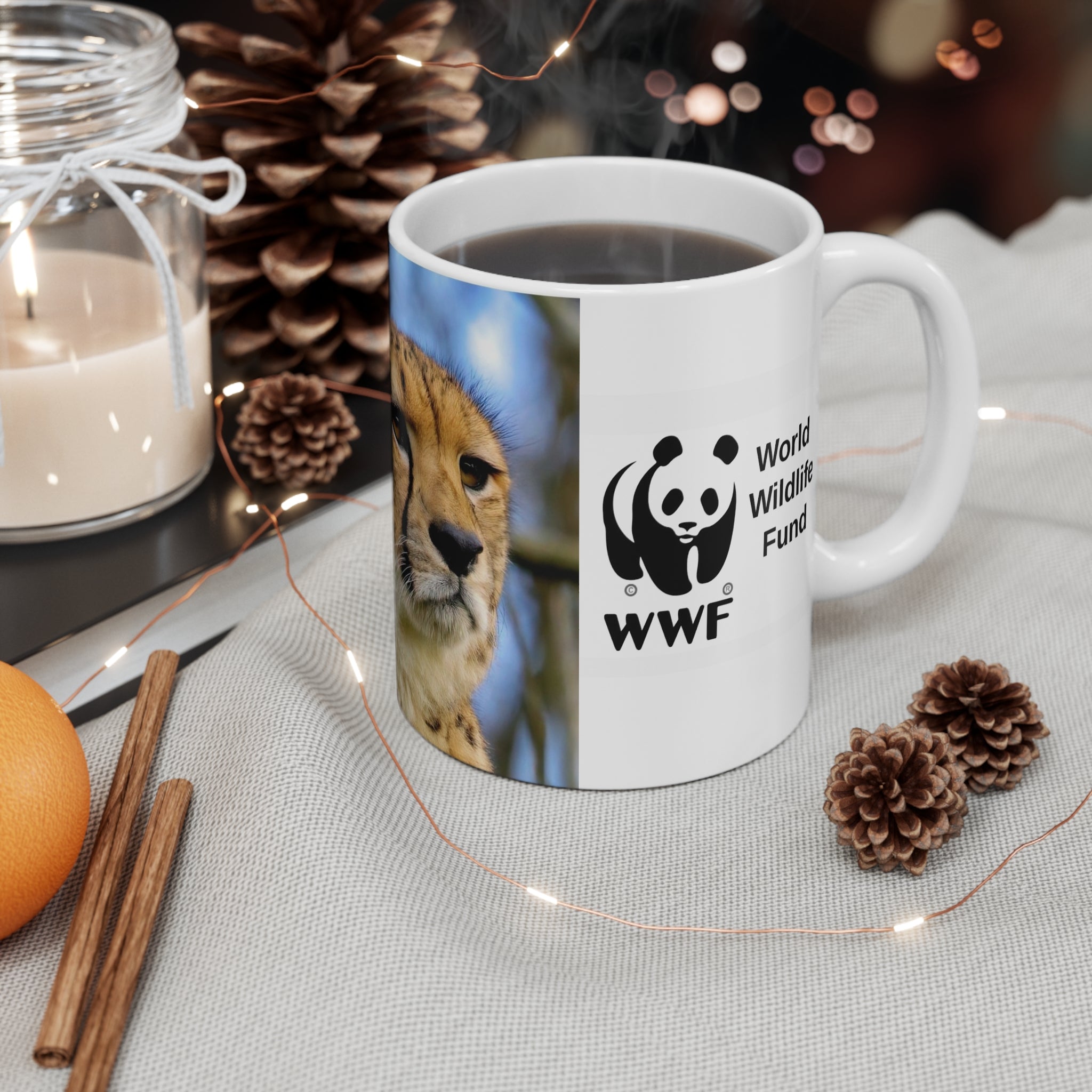 MUG NATURE WWF Cheetah Photo Mug — 11oz Wildlife Conservation Coffee Cup