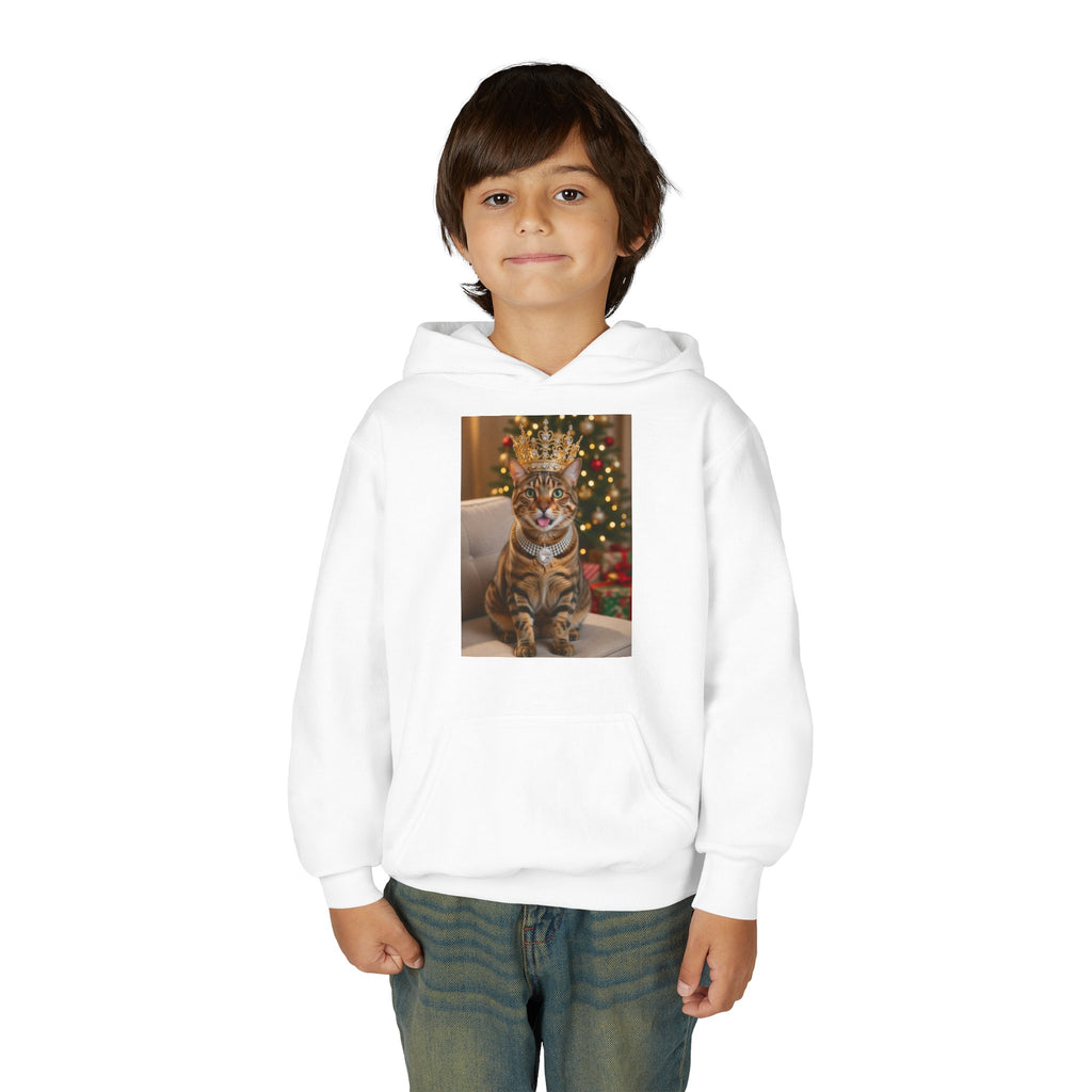Youth Cat Hoodie — Royal Tabby Christmas Sweatshirt