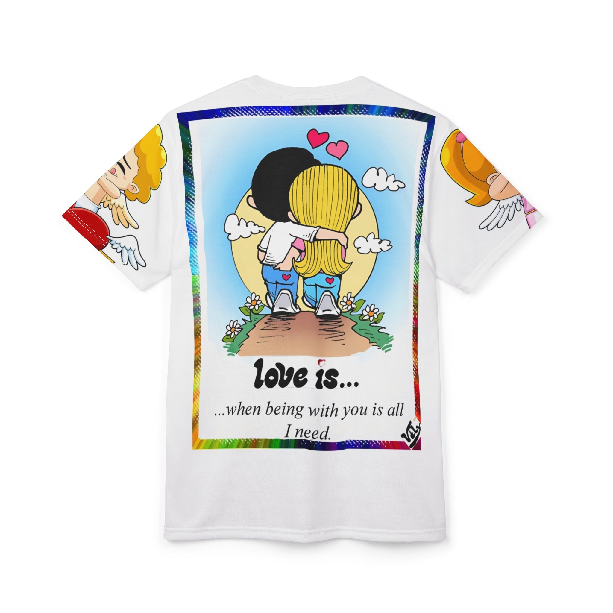 Love Is… Couple Illustration Tee — “Love is… my good luck I found someone like you.”