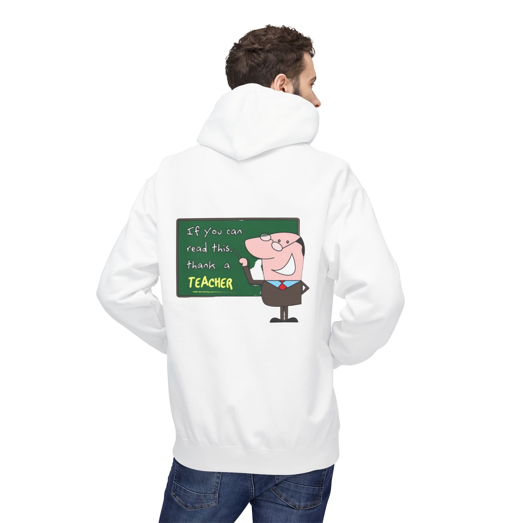 Teacher Hoodie – "If you can read this thanks a TEACHER" Cartoon Chalkboard Design