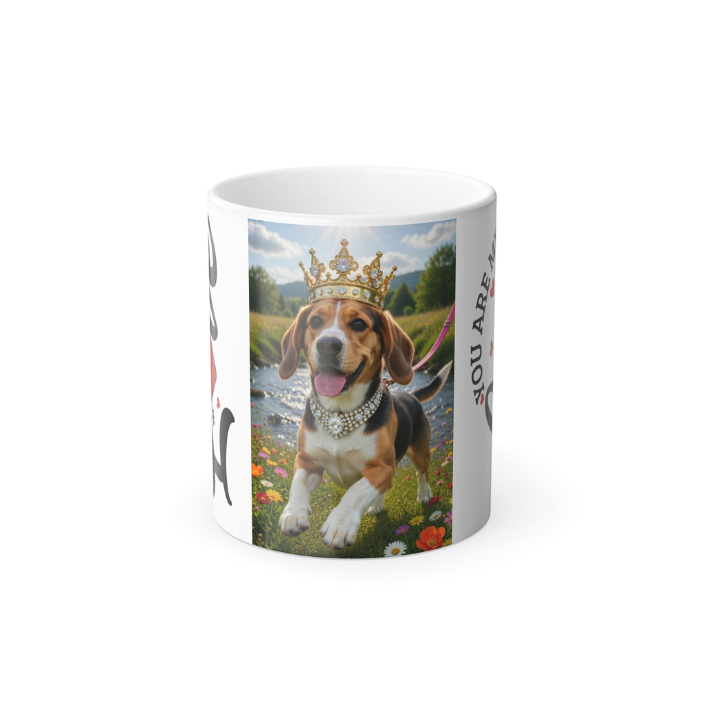 Color-Changing Dog Mug — "You Are My Sunshine" Crowned Beagle 11oz
