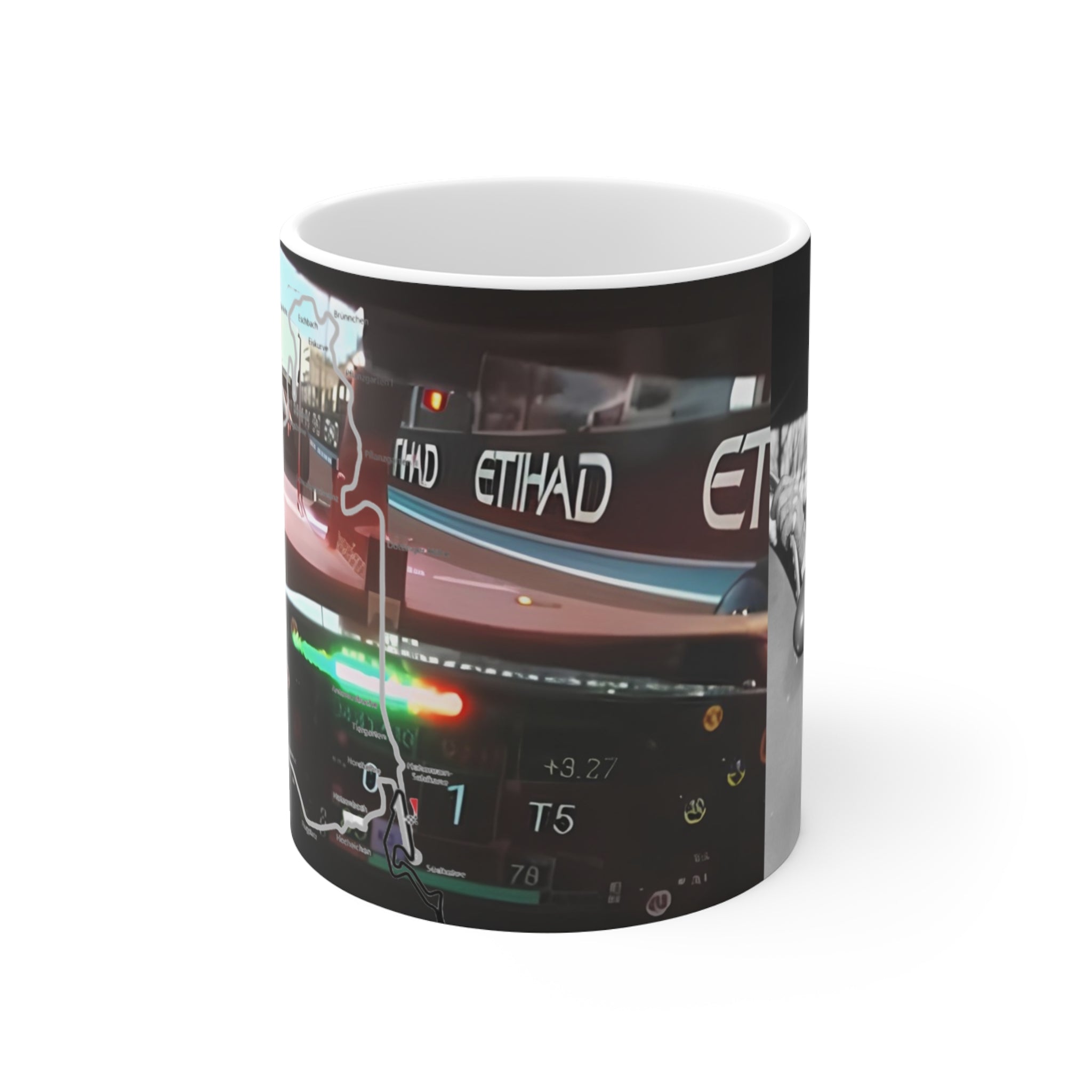 Racing History 11oz Coffee Mug – 'The History of Speed' Car Track Design