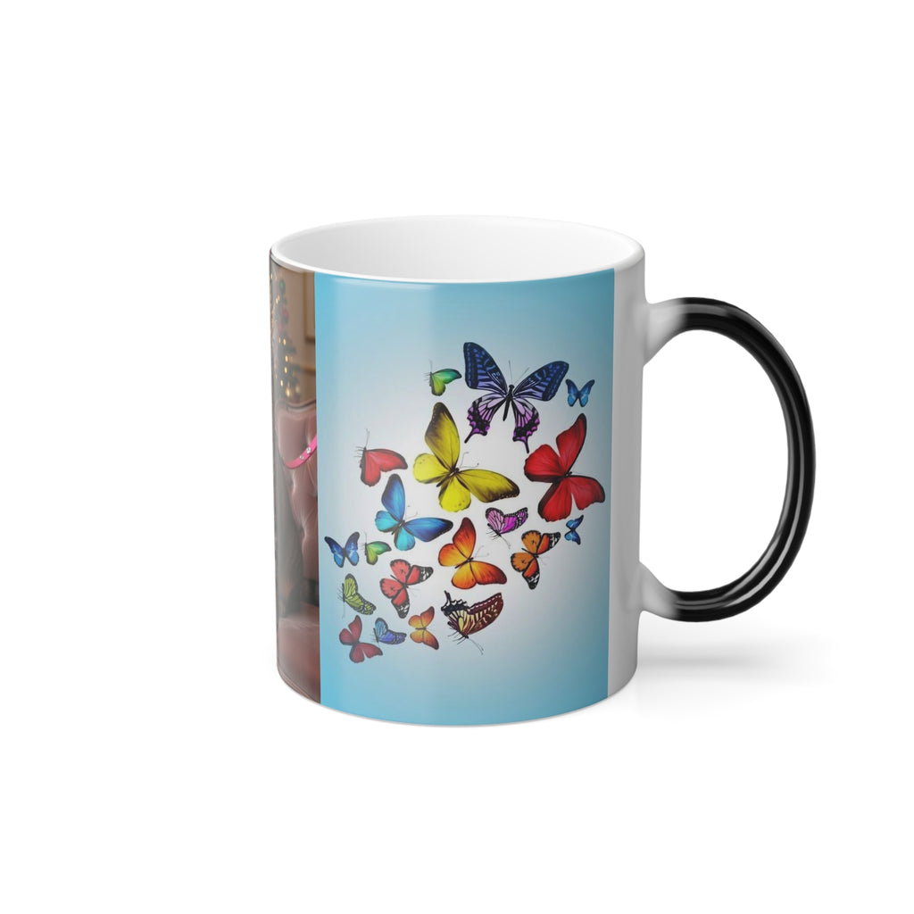 Color-Changing Mug — Regal Cat Portrait with Butterflies (11 oz)
