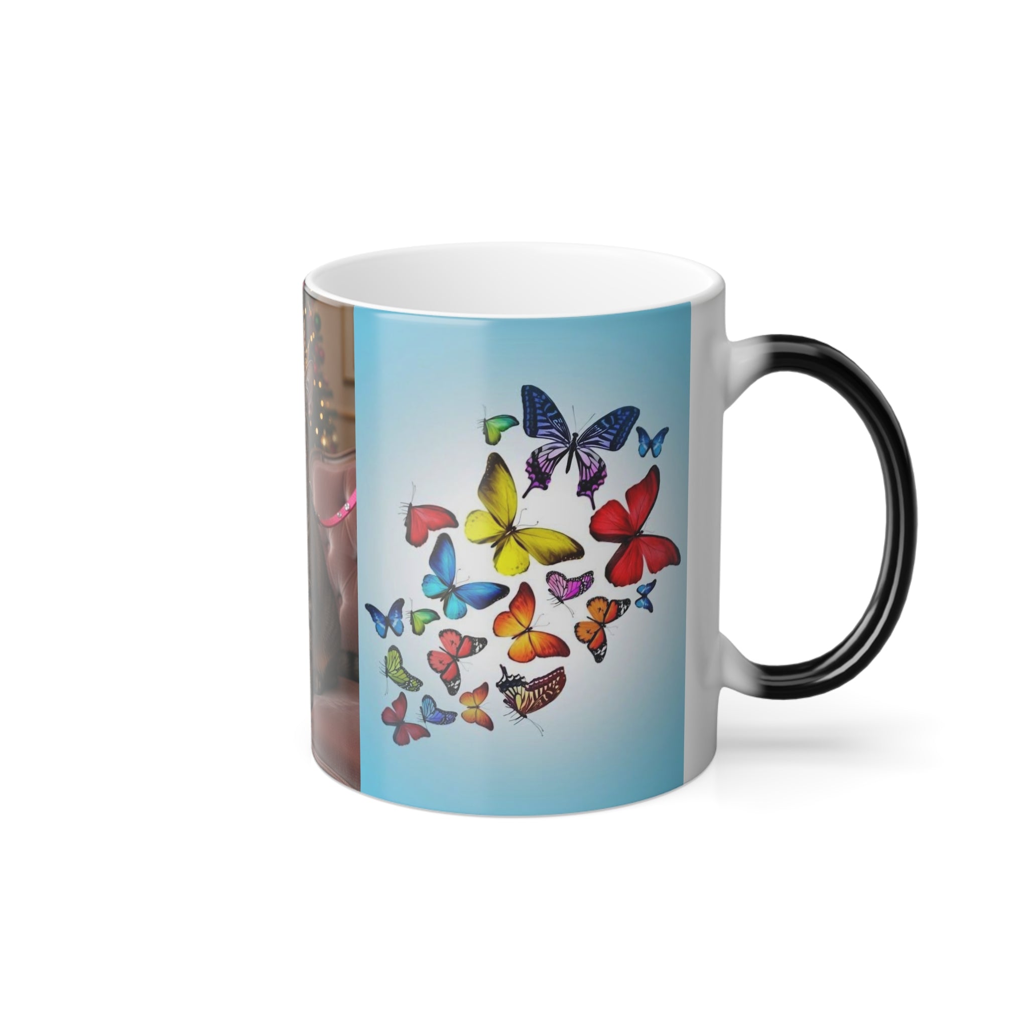 Color-Changing Mug — Regal Cat Portrait with Butterflies (11 oz)