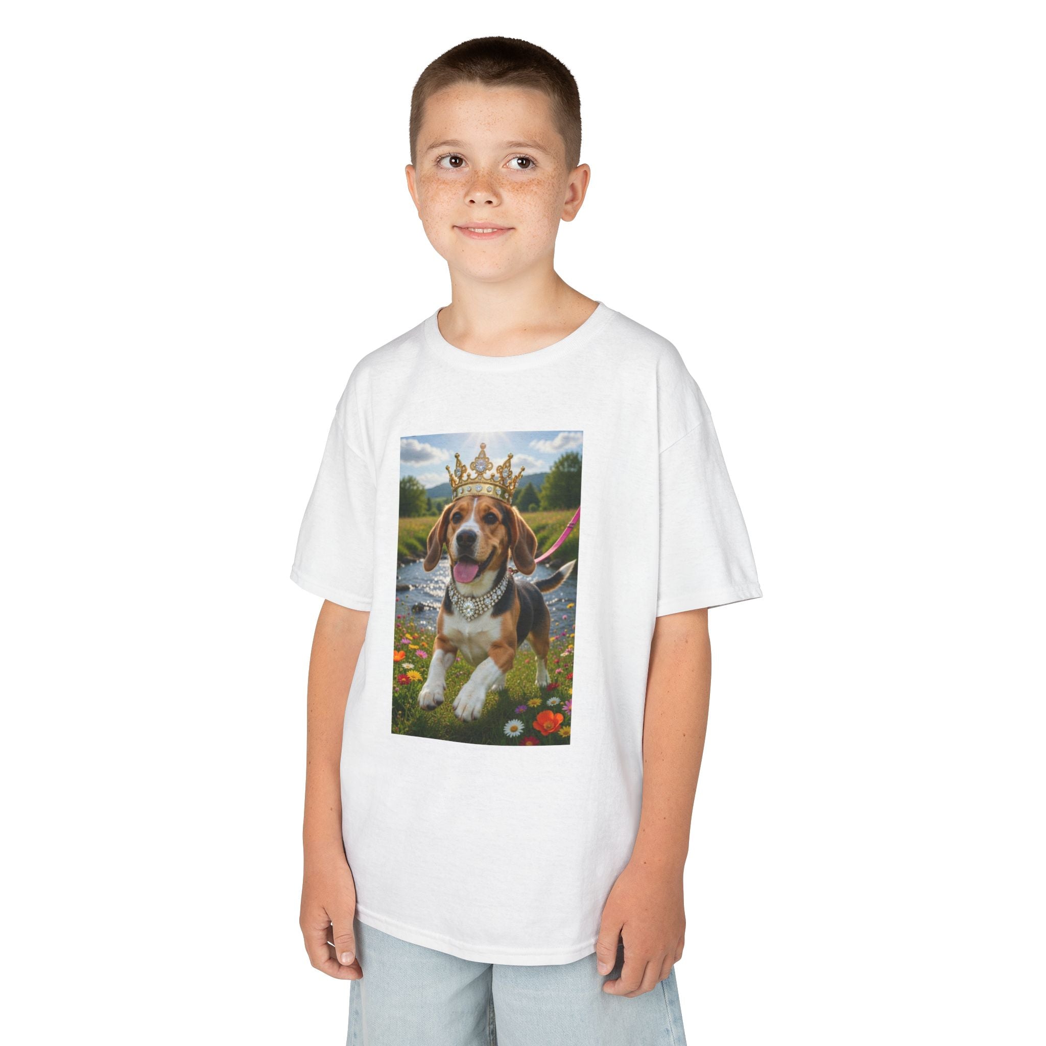 TEE/SHIRT KIDS - CATS HEROES — 'Royal Beagle' Crowned Dog Graphic Shirt