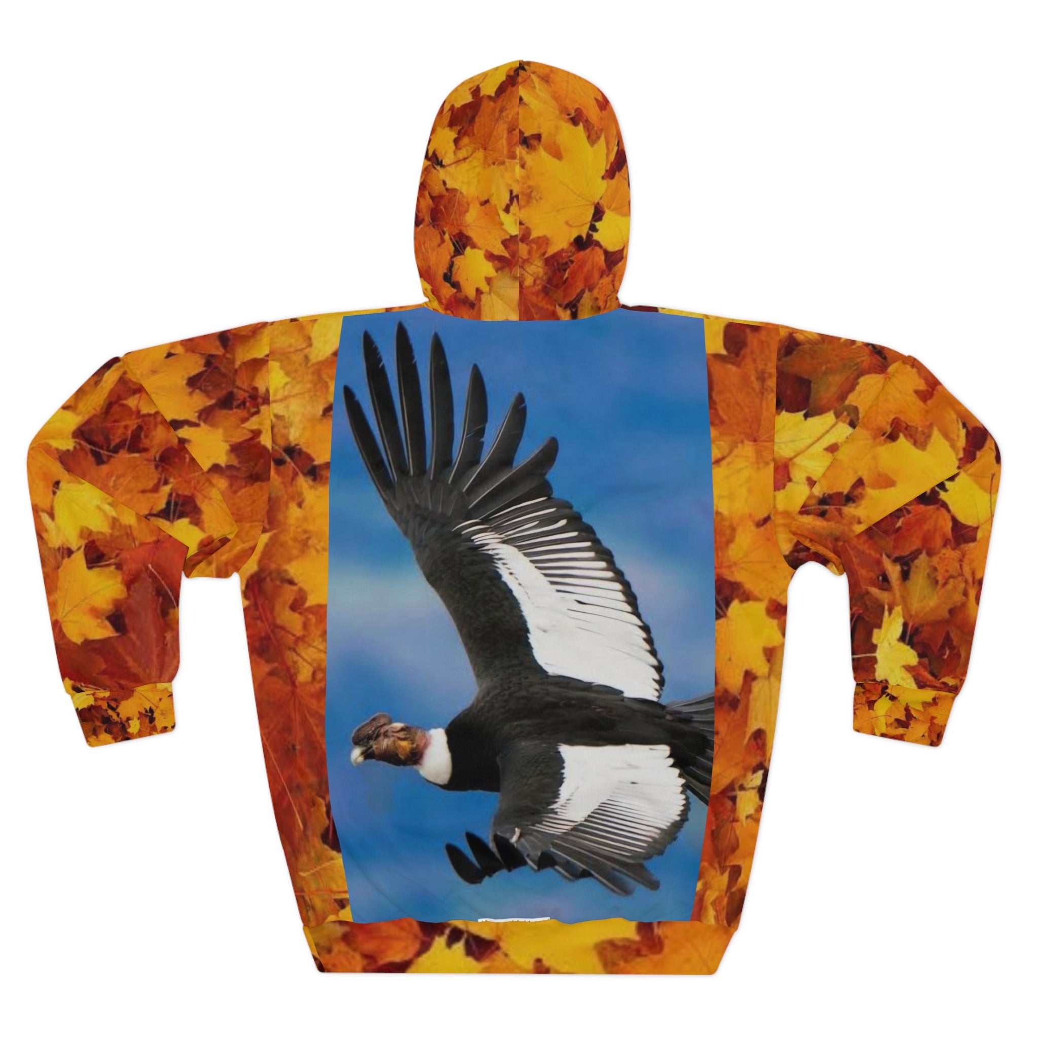 HOODIE NATURE  Autumn Leaves All-Over Print Hoodie with Soaring Condor & Wildlife Fund Logo