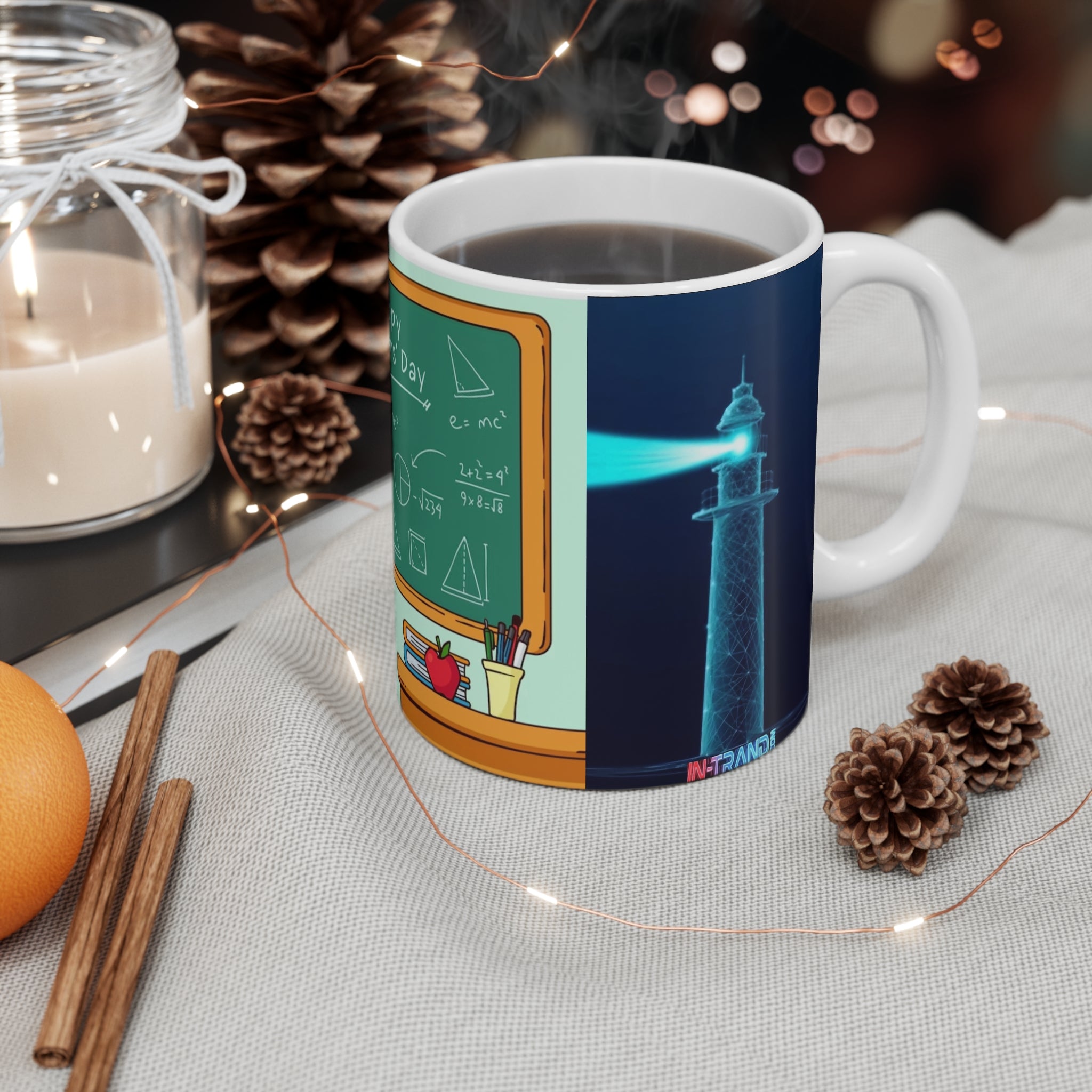Happy Teacher's Day 11oz Ceramic Mug — Cute Teacher Cartoon Chalkboard Gift