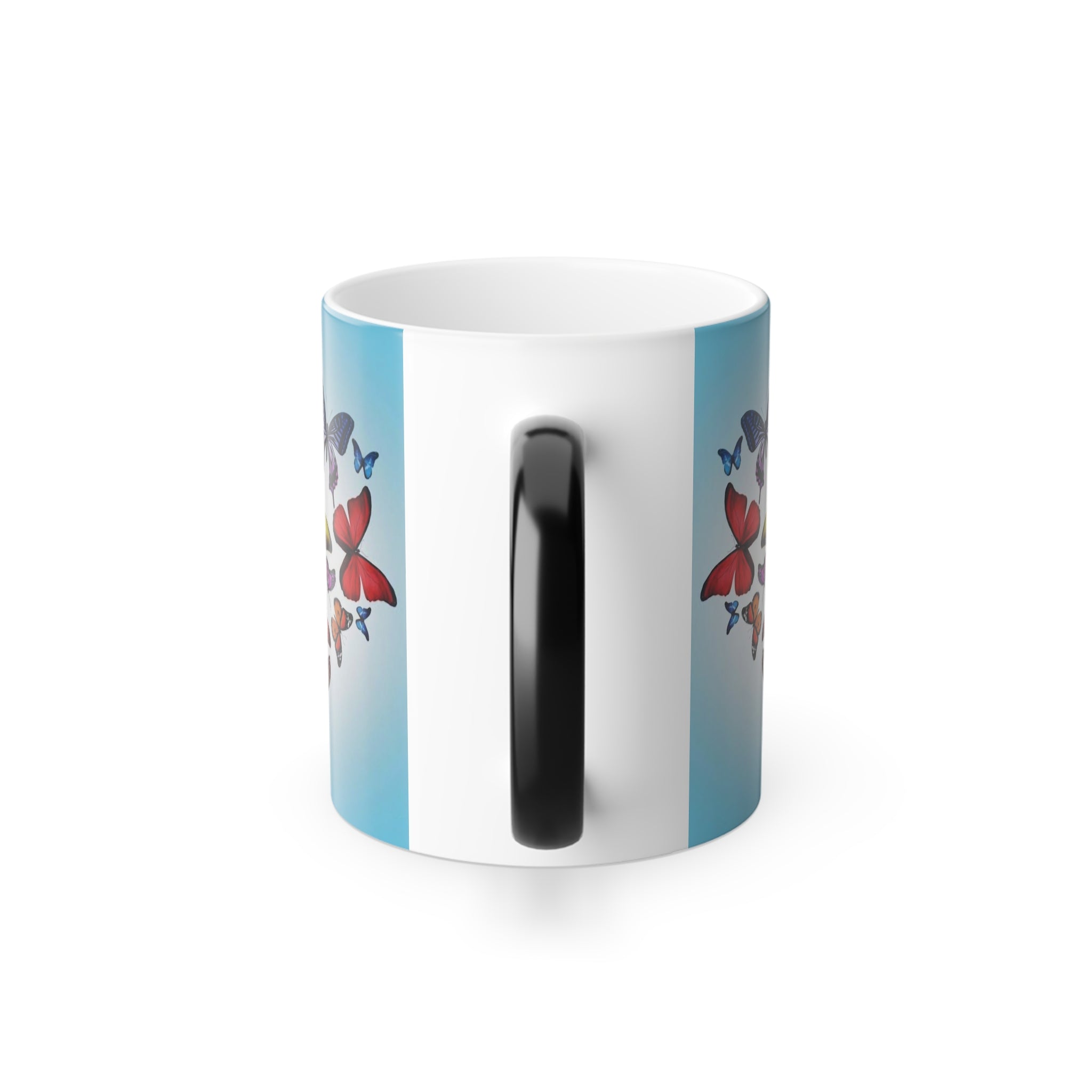 Color-Changing Mug — Regal Cat Portrait with Butterflies (11 oz)