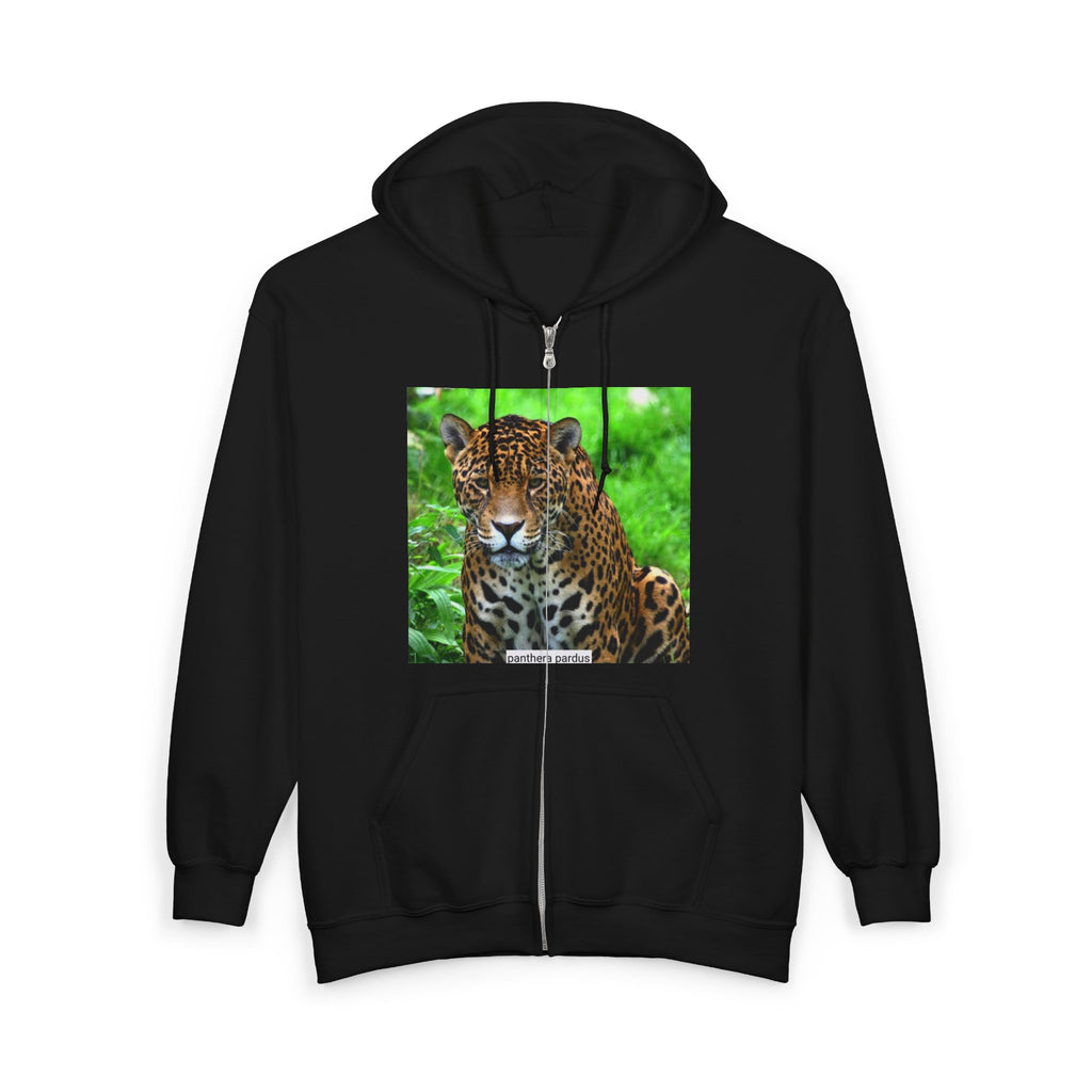 Jaguar Portrait Zip Hoodie — Wildlife Photo Sweatshirt