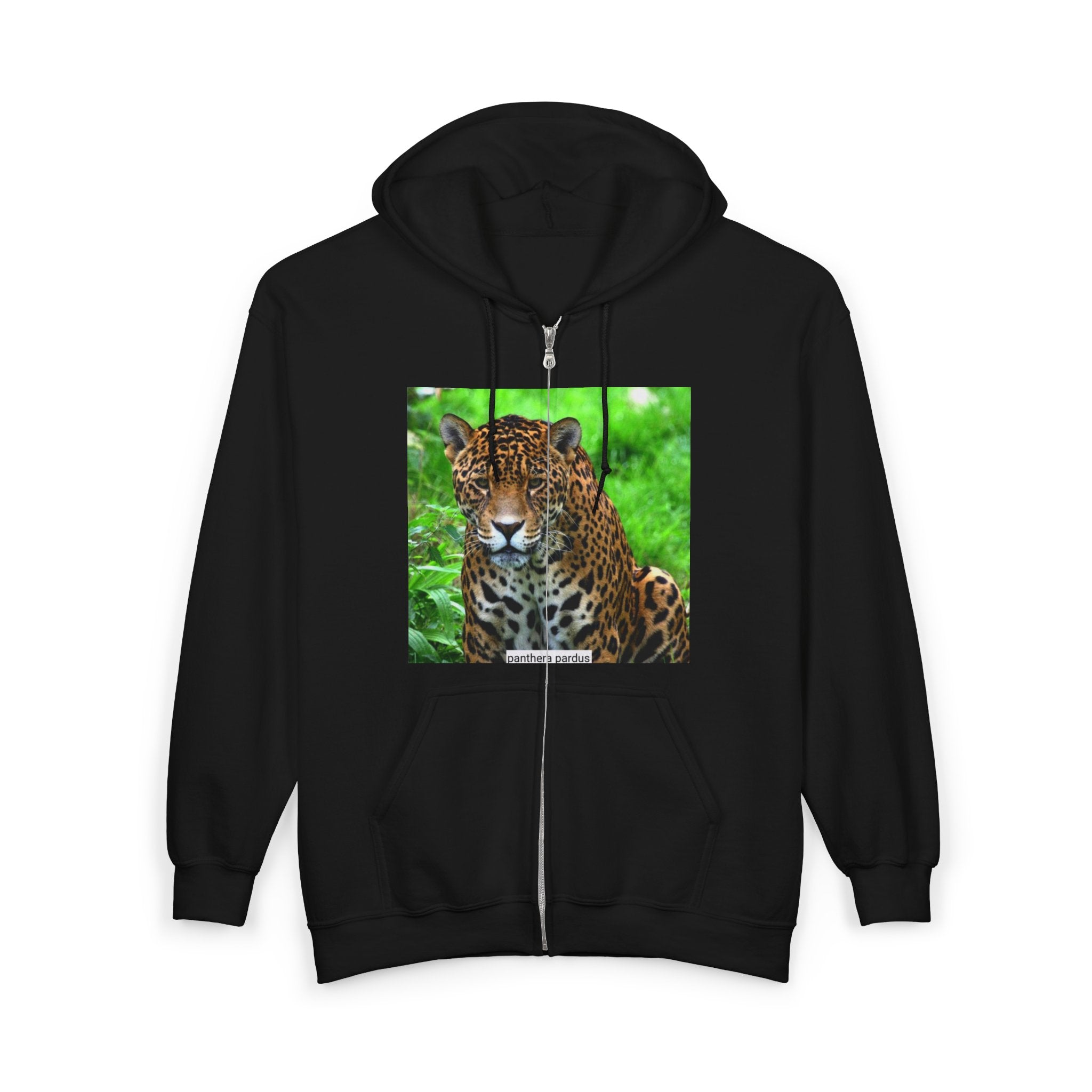 Jaguar Portrait Zip Hoodie — Wildlife Photo Sweatshirt