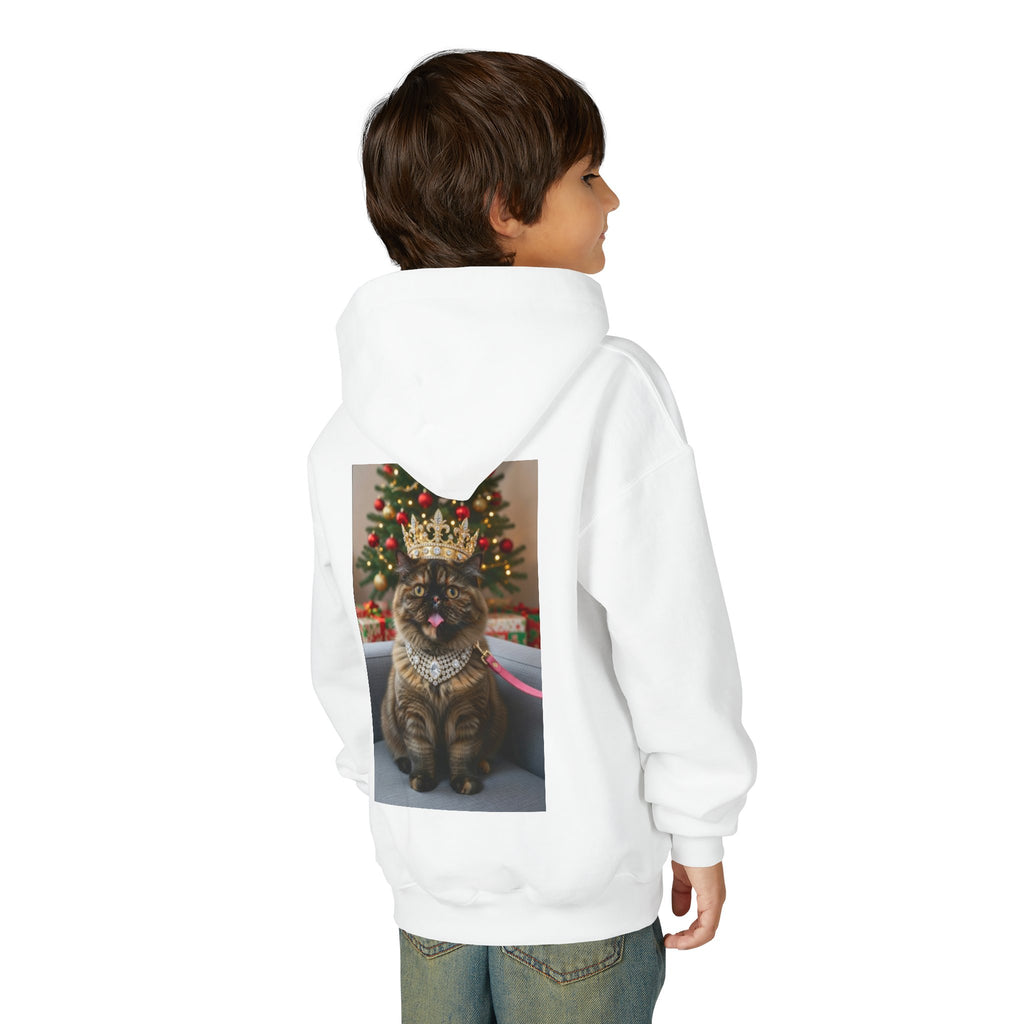 Christmas Cat Crown Hoodie — Cute Holiday Kitty Sweatshirt for Kids