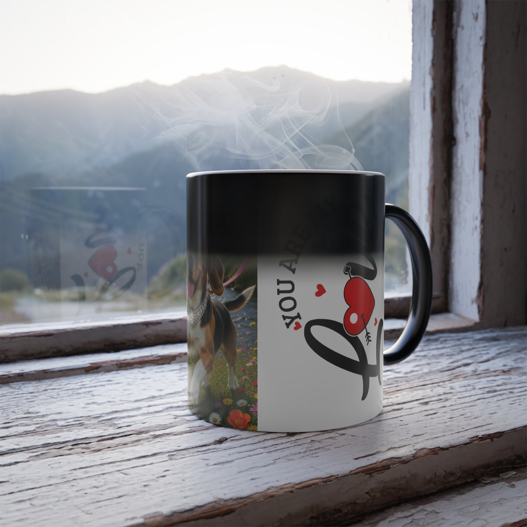 Color-Changing Dog Mug — "You Are My Sunshine" Crowned Beagle 11oz