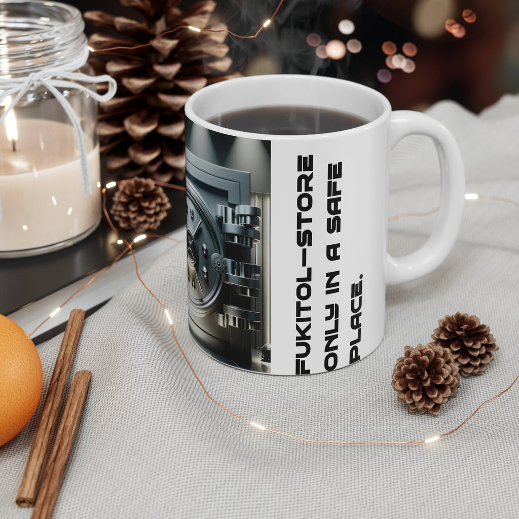 MUG FUKITOL Vault Door 11oz Mug — "FukiTol-Store: Only In A Safe Place" Coffee Cup