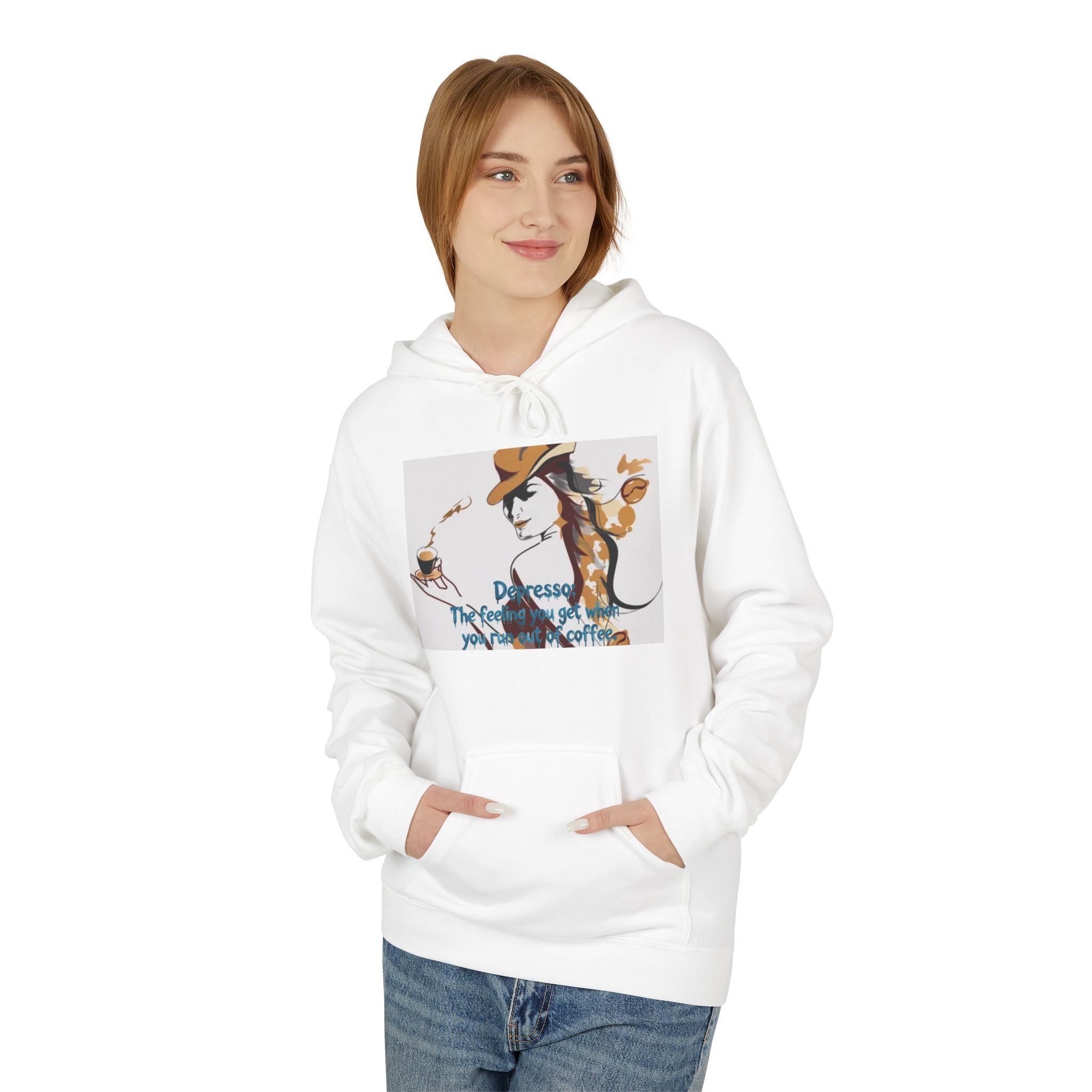 Coffee Lover Hoodie — Vintage Pinup Art with 'Depression is the Feeling You Get When You Run Out of Coffee' Quote