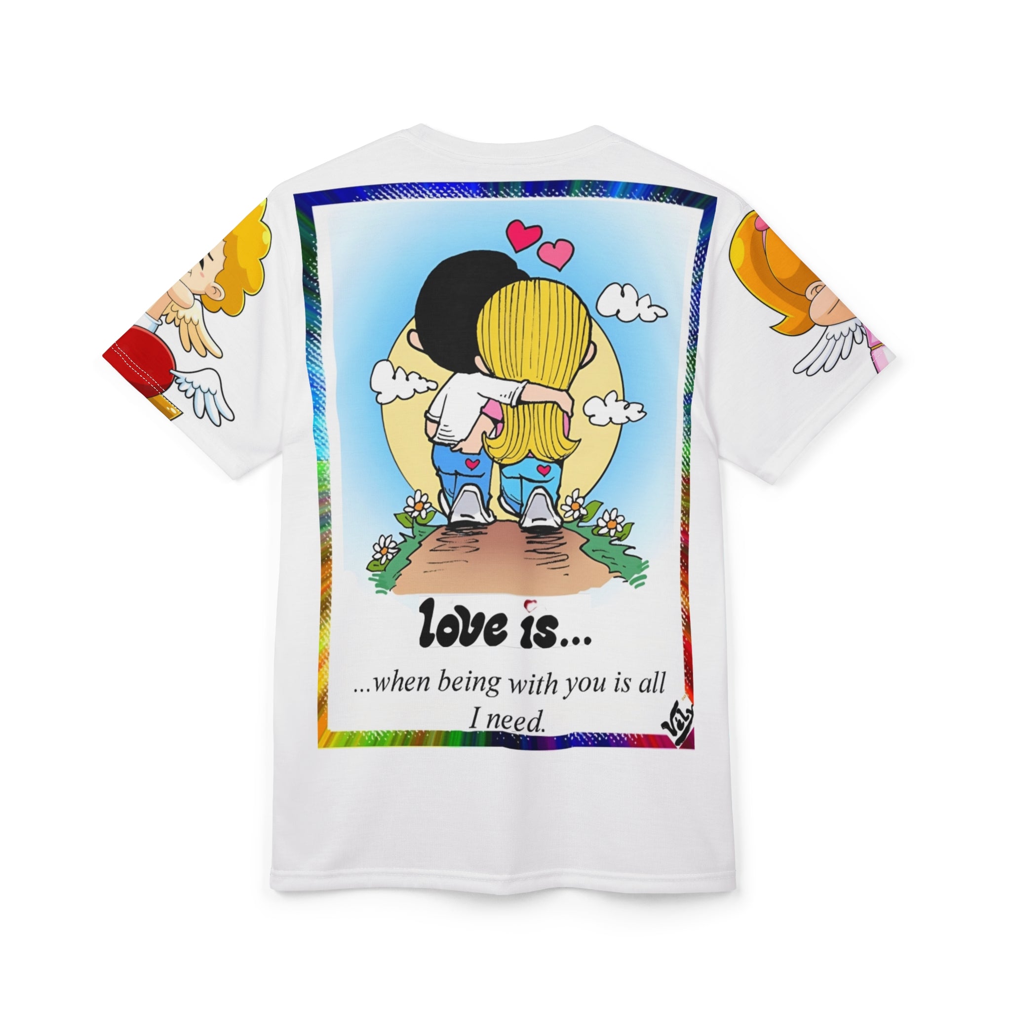 💎 Love Is... Retro Valentine Couple Tee — Cute Roses All-Over Print Shirt 💎