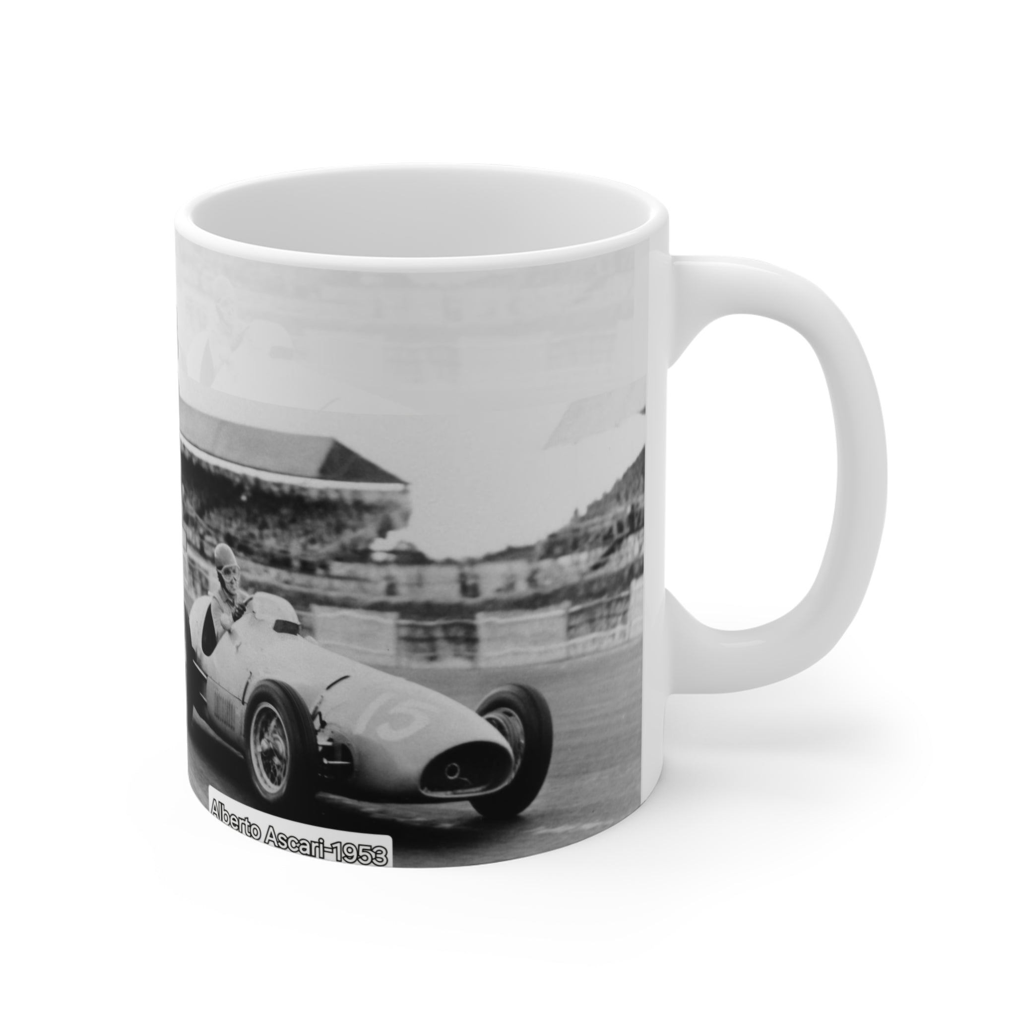 Racing History 11oz Coffee Mug — 'The History of Speed' Vintage Checkered Flag Design