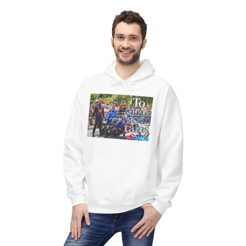 Hoodie — Racing Team Photo Hoodie with 'To Move Is To Live' Graphic