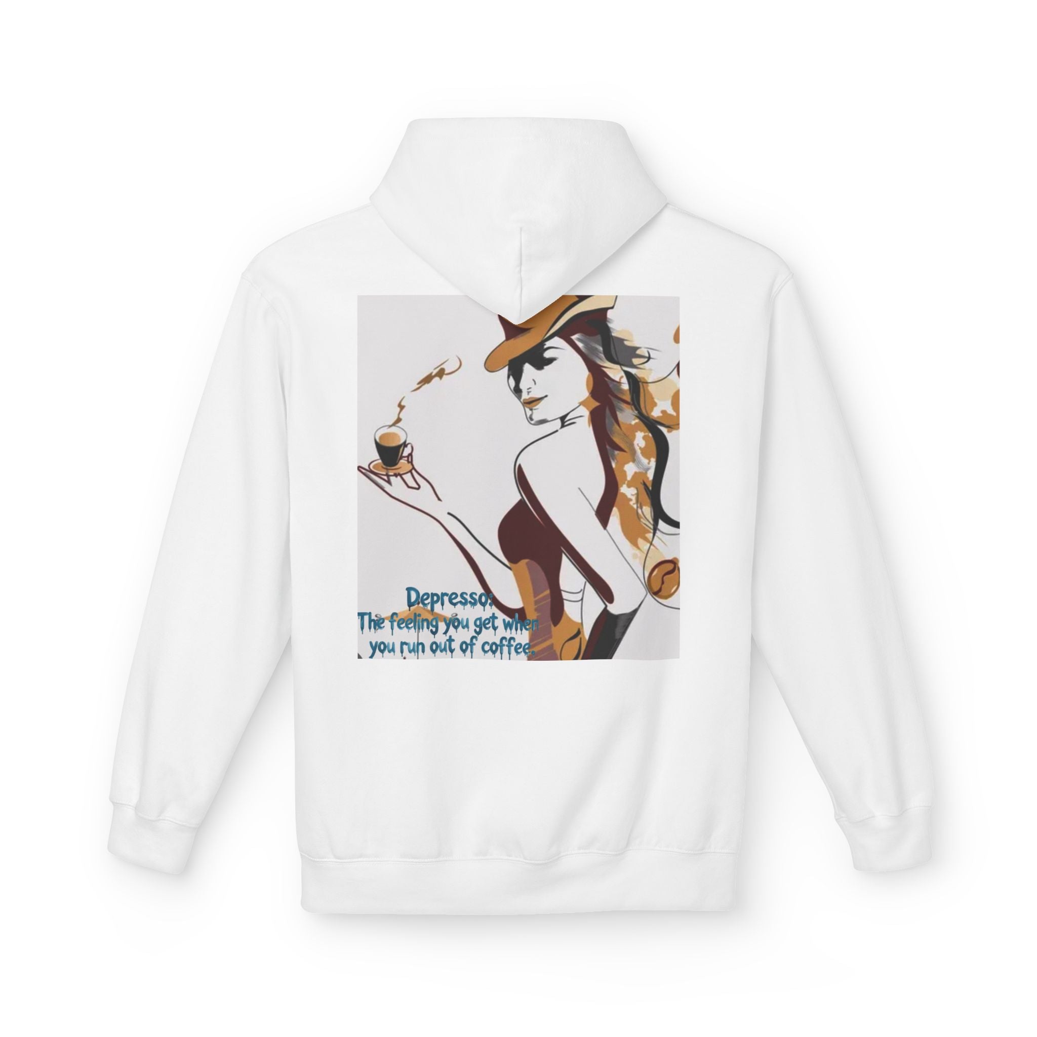 Coffee Lover Hoodie — Vintage Pinup Art with 'Depression is the Feeling You Get When You Run Out of Coffee' Quote