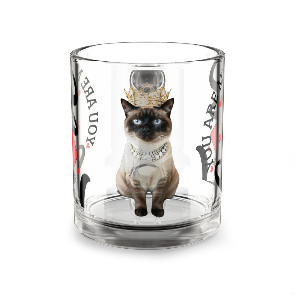 Glass Mug — Regal Siamese Cat 'You're My Love' Heart Design, 10 oz