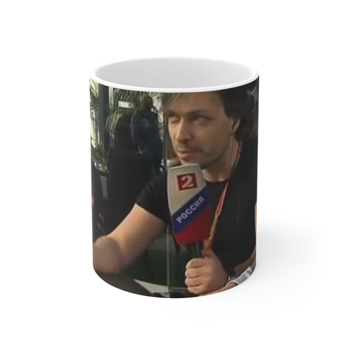 11oz Photo Collage Mug - Racing Interview Design