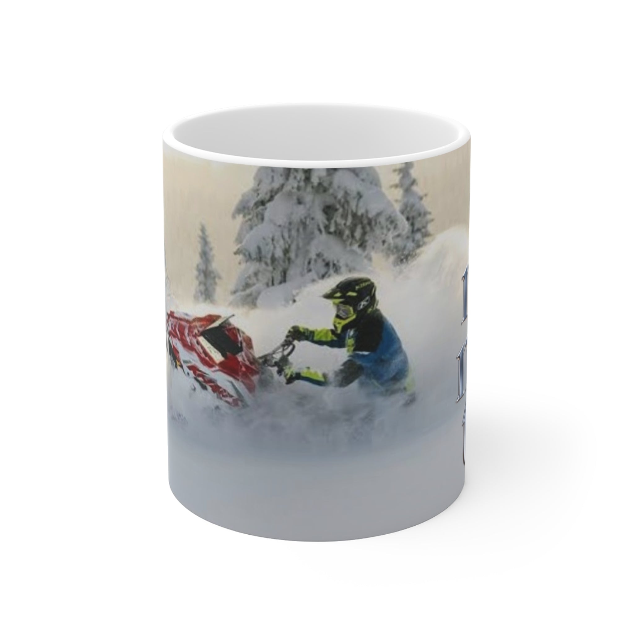 Snowmobile Mug — Snow Rider Scene with 'Snowriders' Text | Winter Sports Gift