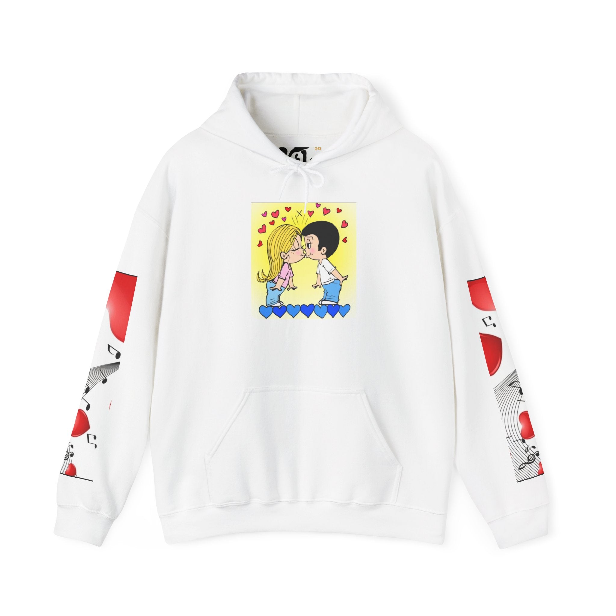 HOODIE LOVE IS... Kissing Kids Retro Cute Hoodie – Cute Couple Cartoon Valentine Sweatshirt