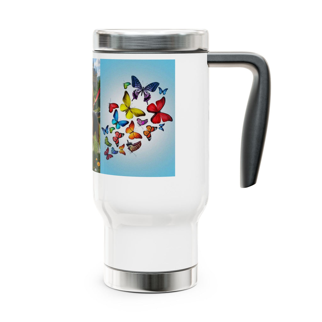 Beagle & Butterflies 14oz Stainless Steel Travel Mug with Handle