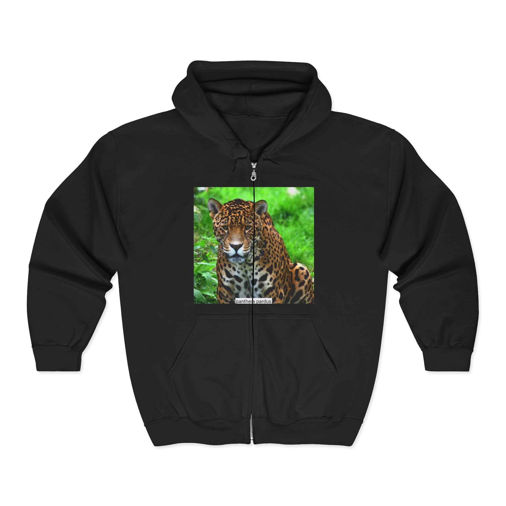 Jaguar Portrait Zip Hoodie — Wildlife Photo Sweatshirt