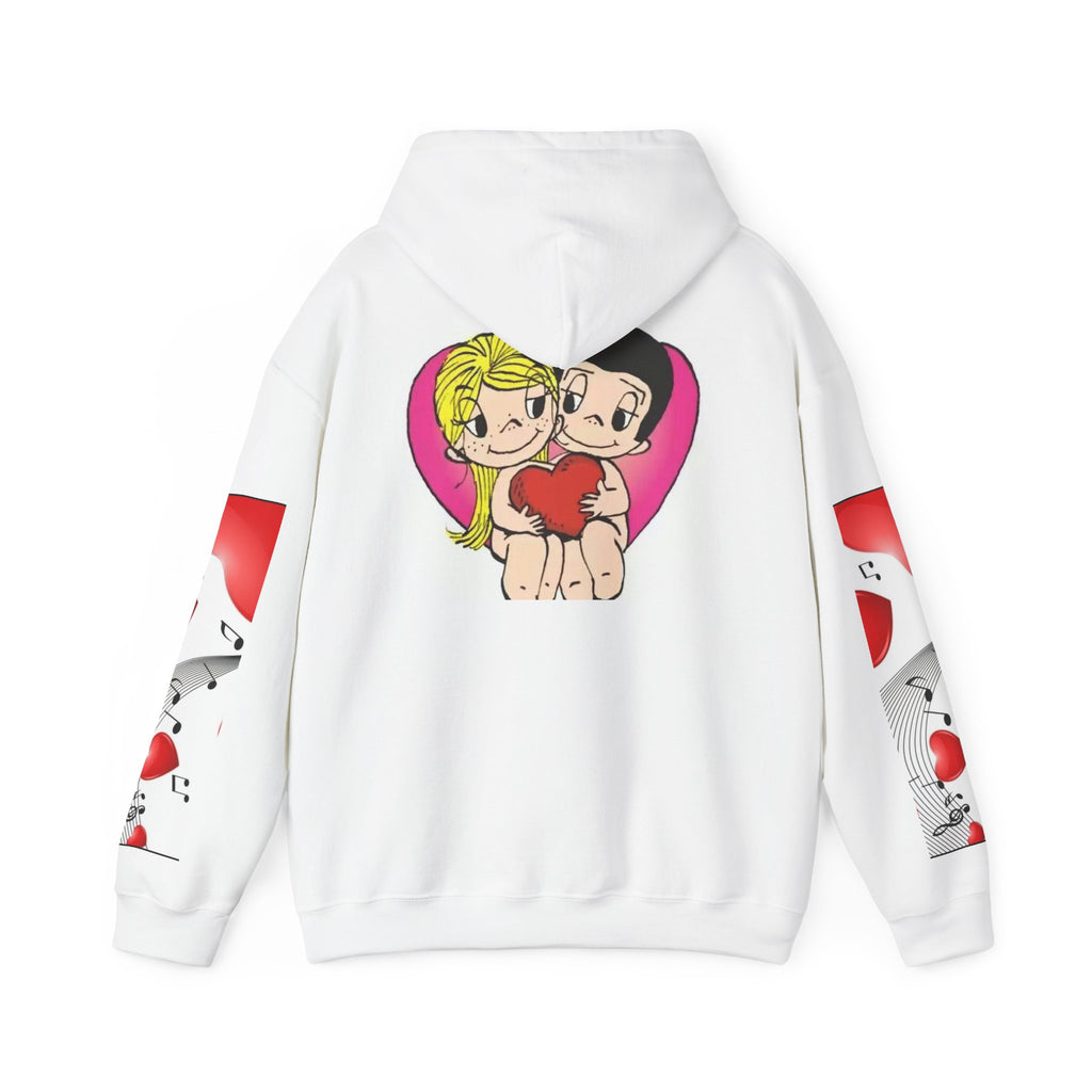 Hoodie — Cute Cartoon Couple Holding Heart Valentine Pullover