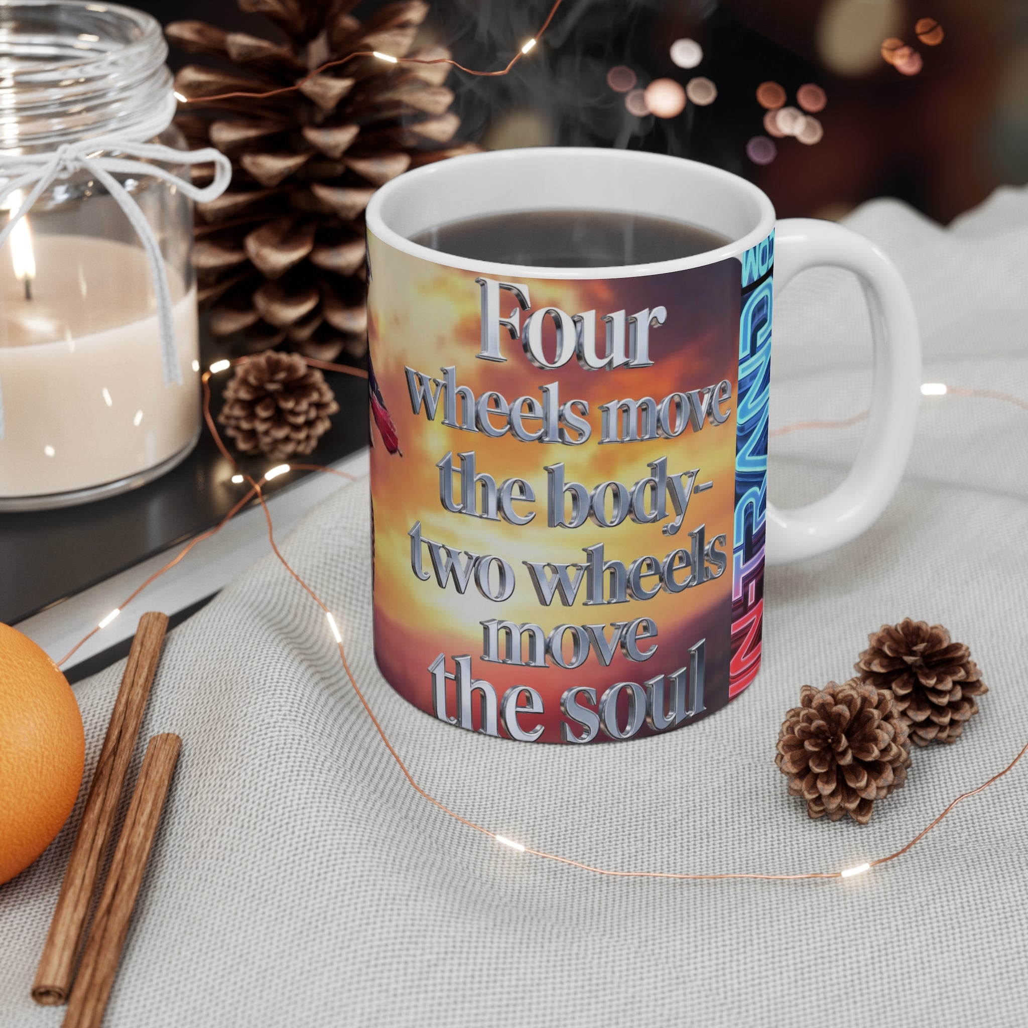 Motocross Rider Mug — Dirt Bike Sunset Coffee Cup with Rider Graphic