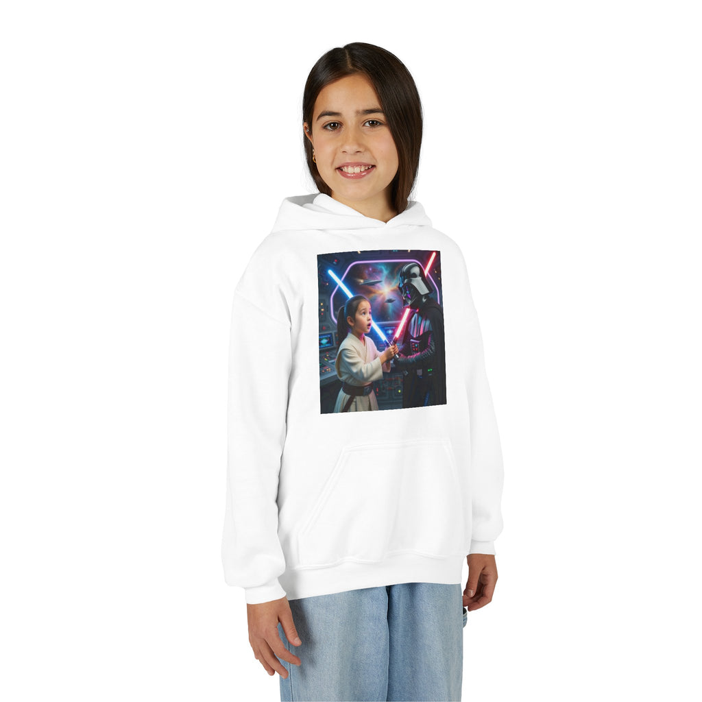 Starfighter Kids Hoodie — Young Jedi vs. Sith Lightsaber Scene