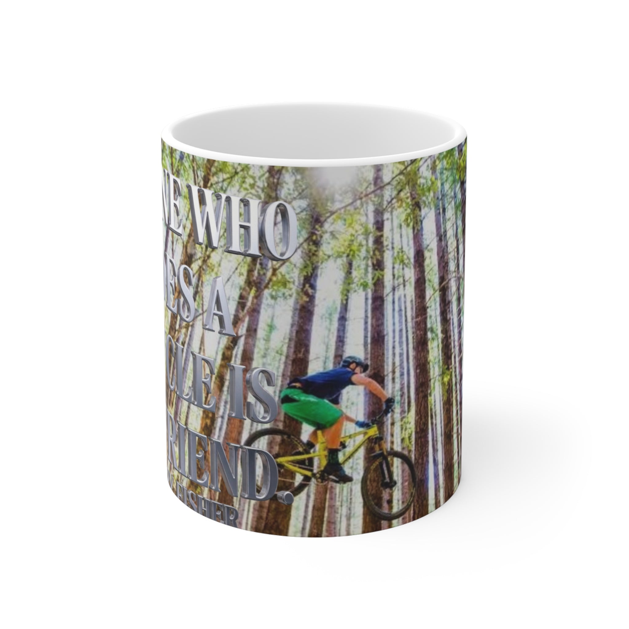 Bicycle Mug — "Anyone Who Rides a Bicycle" Forest Cycling Coffee Cup