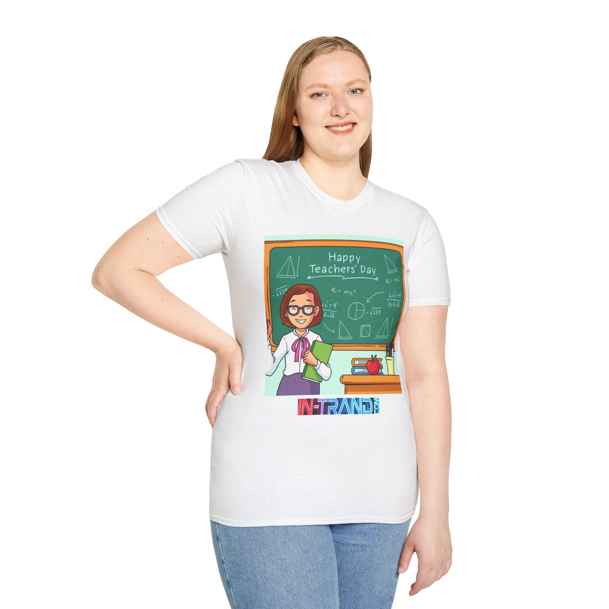 Teachers Day T-Shirt - Happy Teacher Cartoon Chalkboard Design