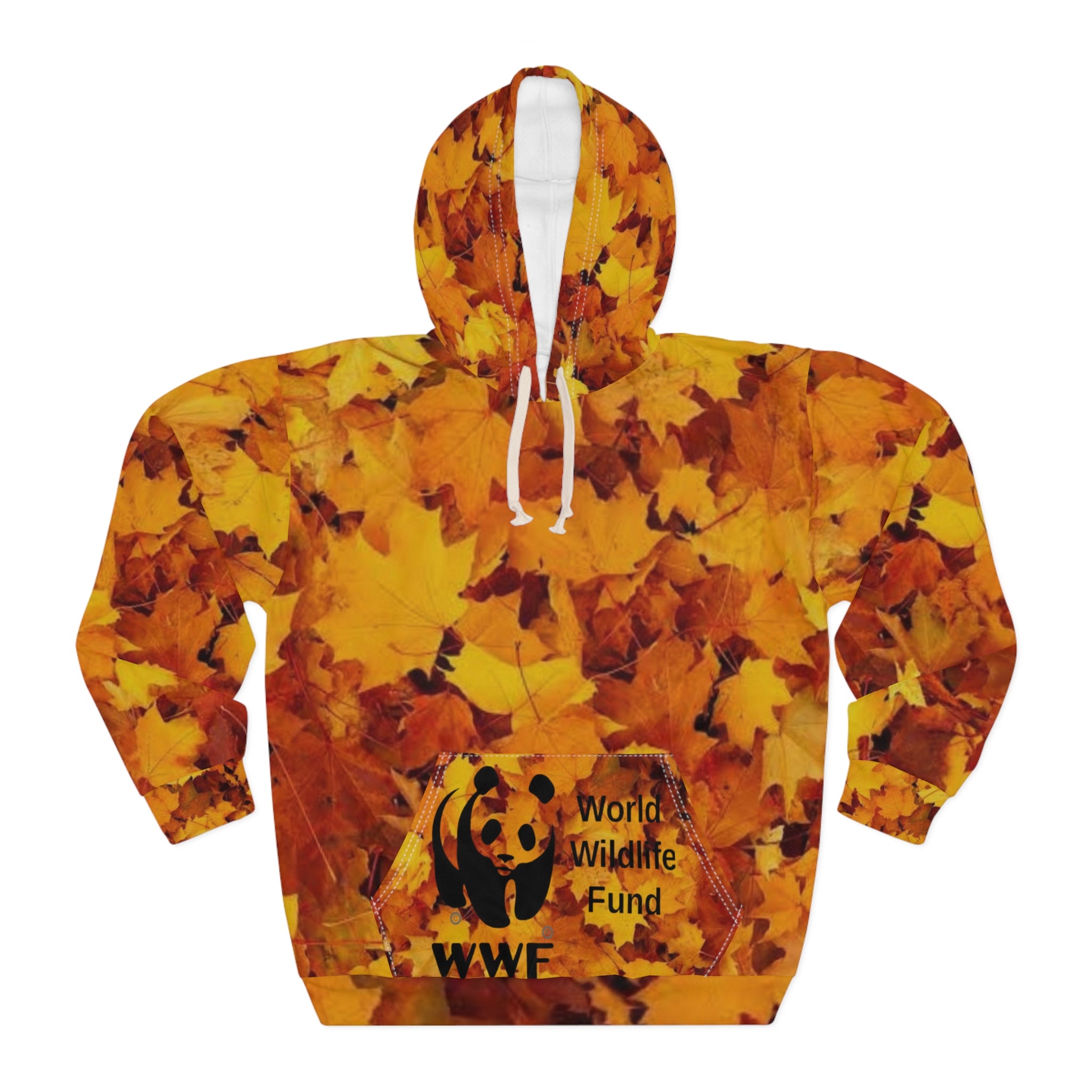 HOODIE NATURE  Autumn Leaves All-Over Print Hoodie with Soaring Condor & Wildlife Fund Logo