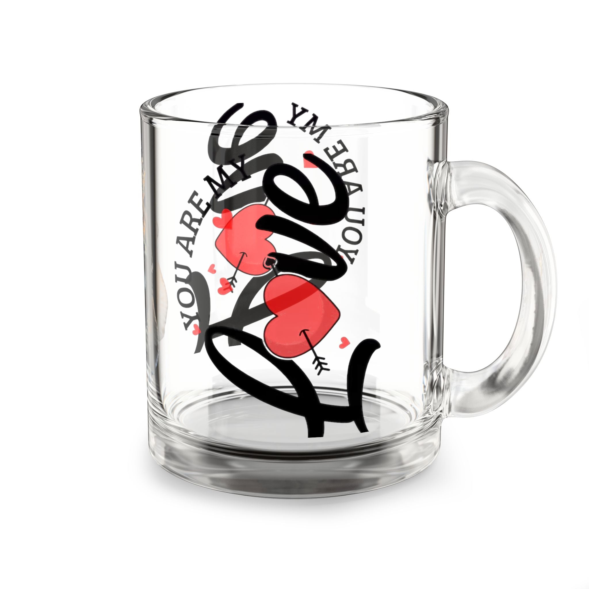 Love Cat Glass Mug — 10oz Cute Crowned Cat with "You Are My Love" Design