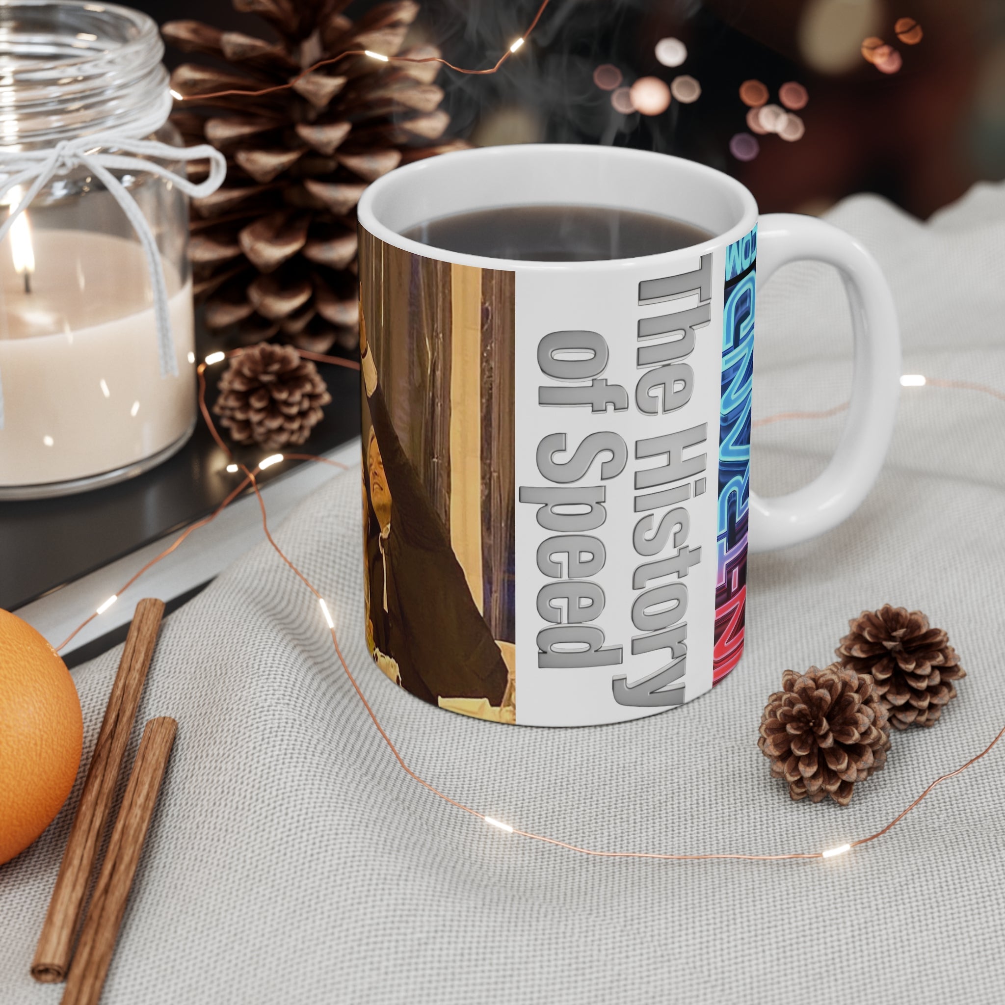 11oz Photo Mug — 'The History of Speed' Party Scene Coffee Cup