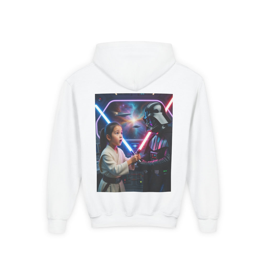 💎 Youth Lightsaber Duel Hoodie — Kid vs Dark Warrior Graphic Sweatshirt 💎