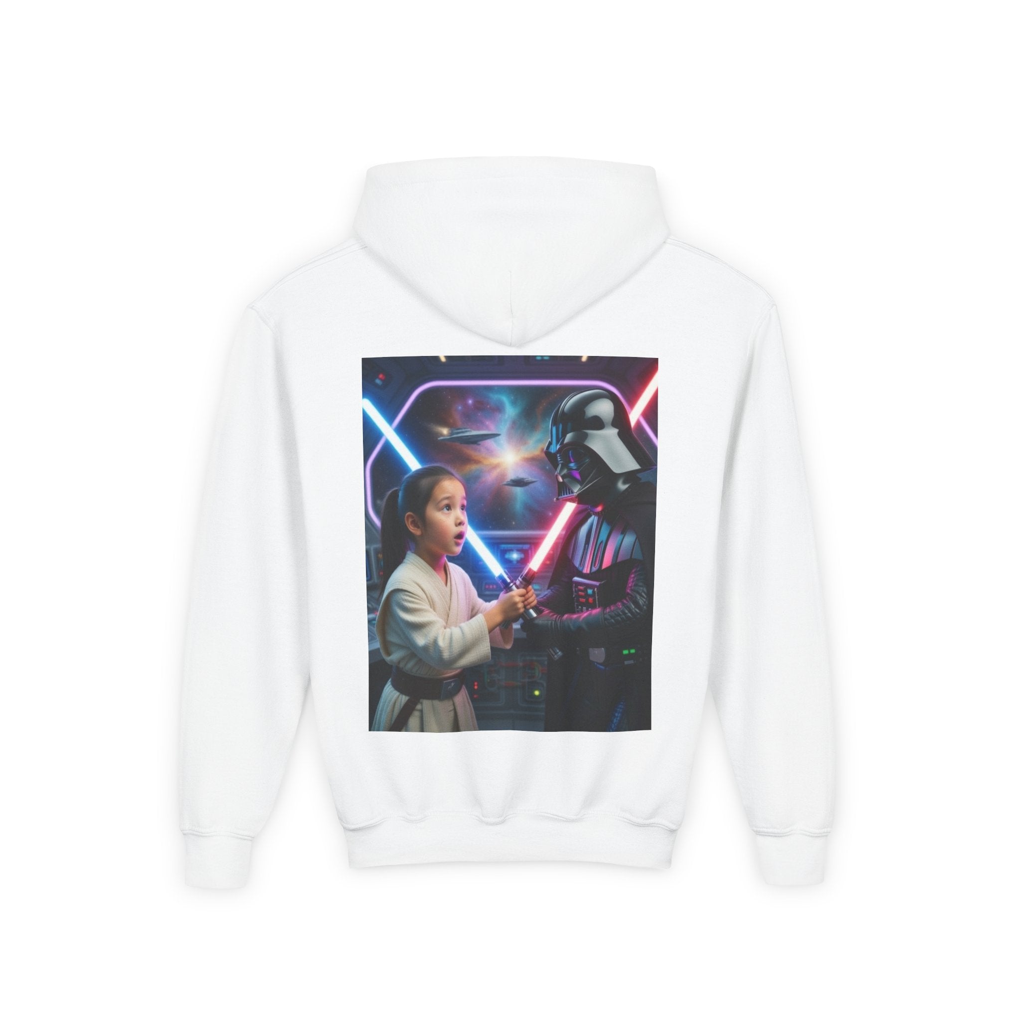 💎 Youth Lightsaber Duel Hoodie — Kid vs Dark Warrior Graphic Sweatshirt 💎