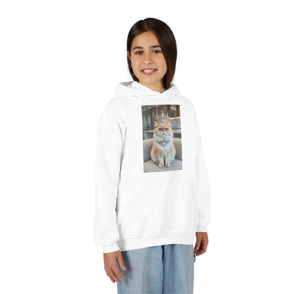 Cat Crown Hoodie — Regal Kitten Youth Pullover Sweatshirt