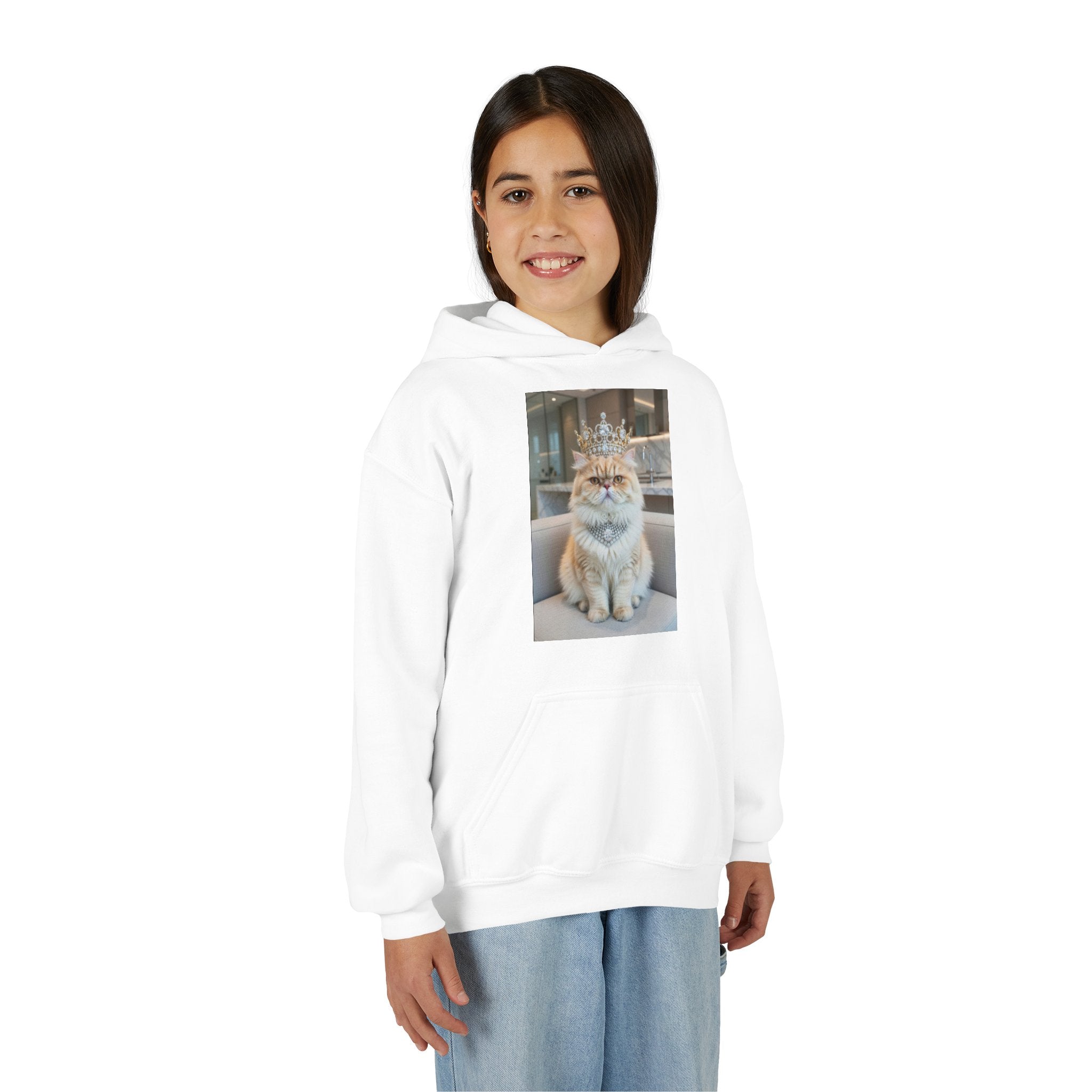 Cat Crown Hoodie — Regal Kitten Youth Pullover Sweatshirt