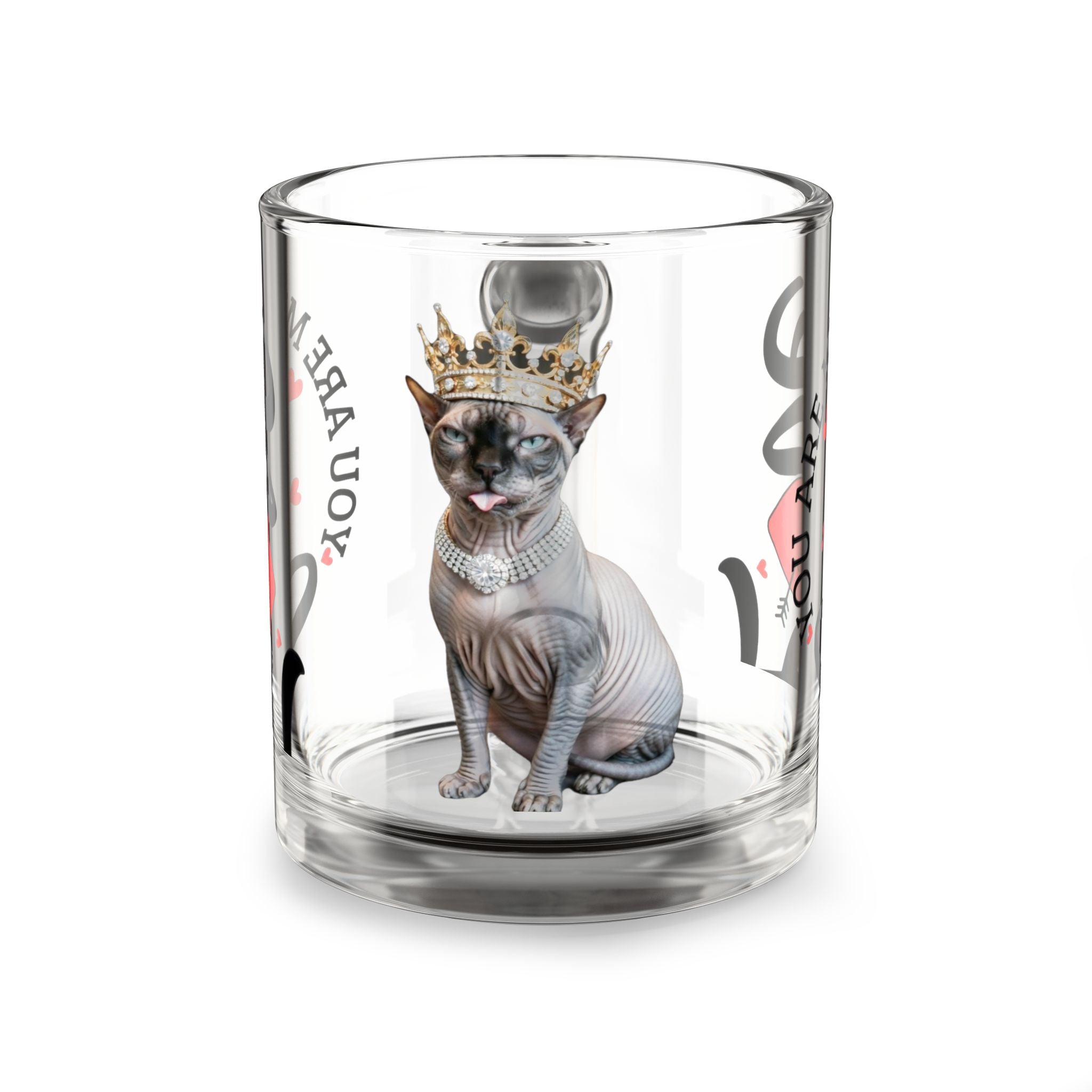 Royal Sphynx Cat Glass Mug — "You Are My Love" 10oz